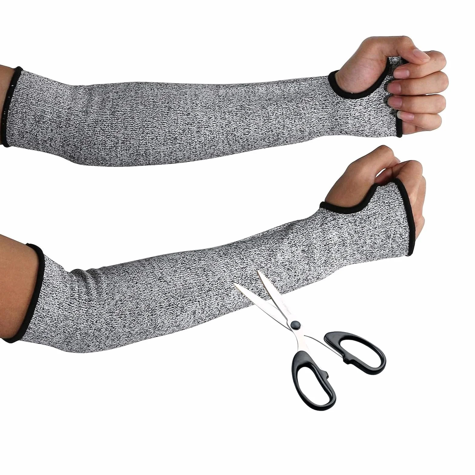 Manguito de protección contra cortes 45 cm Nylon HPPE Spandex gris transpirable para construcción cocina jardinería