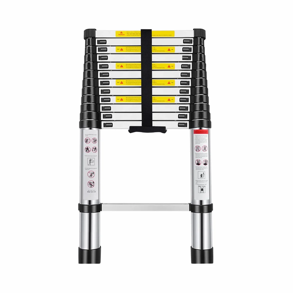 Escalera Telescópica 5 Metros de Aluminio Extensible y Plegable | Compacta, Ligera, Portátil y Antideslizante | Ideal para Uso Doméstico, Profesional, Reformas, Jardín, Taller, Alturas
