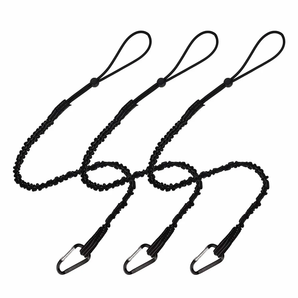 CYSKY Tool Lanyard 3pcs Correa de herramienta de seguridad retráctil con mosquetón de bloqueo de aluminio y extremo de bucle ajustable, límite de peso máximo 16 kg / 35 lb