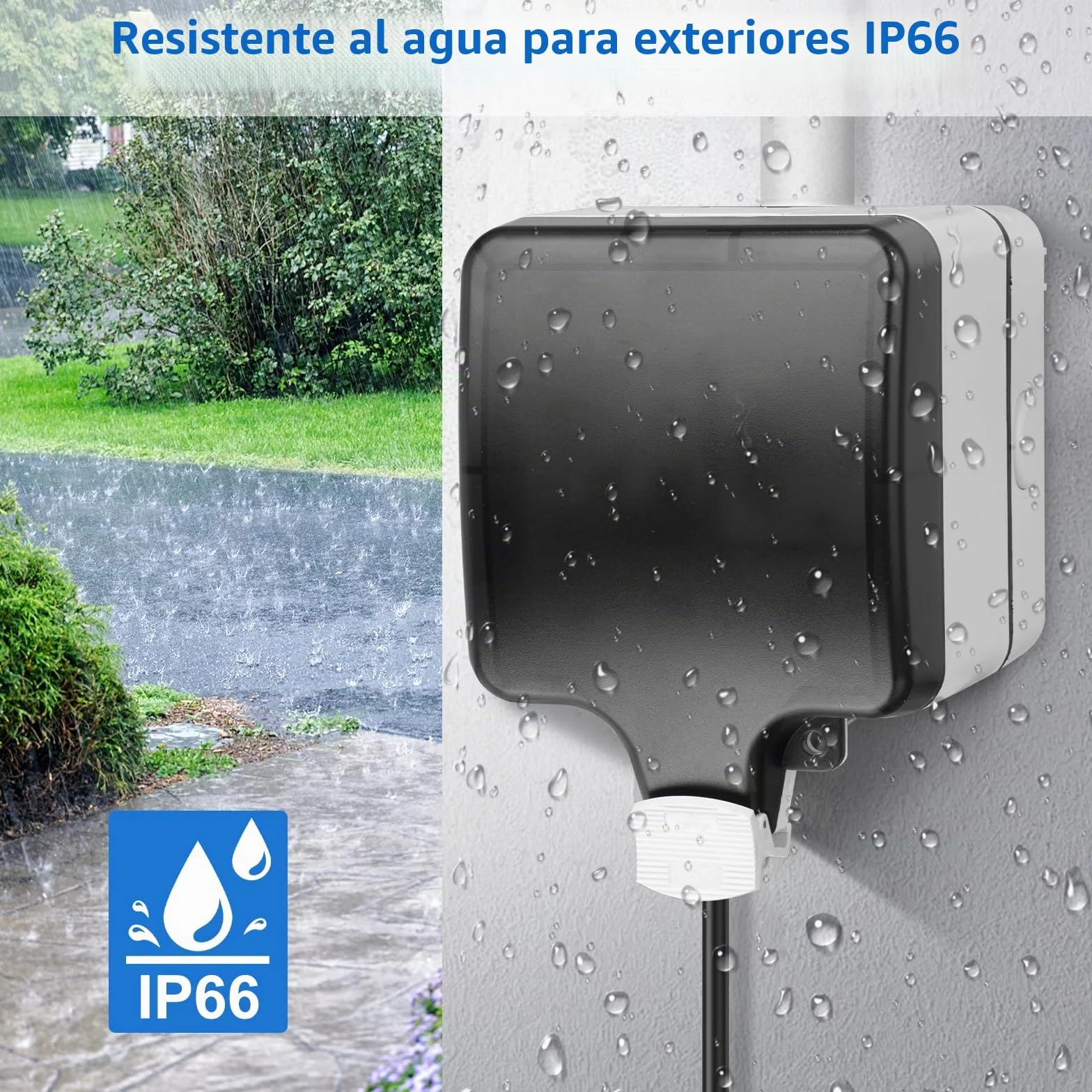 Caja Distribucion Electrica Montada En Superficie, Cuadro Electrico Premontado con Protección Contra Fugas 16A y Enchufe, Caja de Distribución Impermeable IP66|4 Módulos