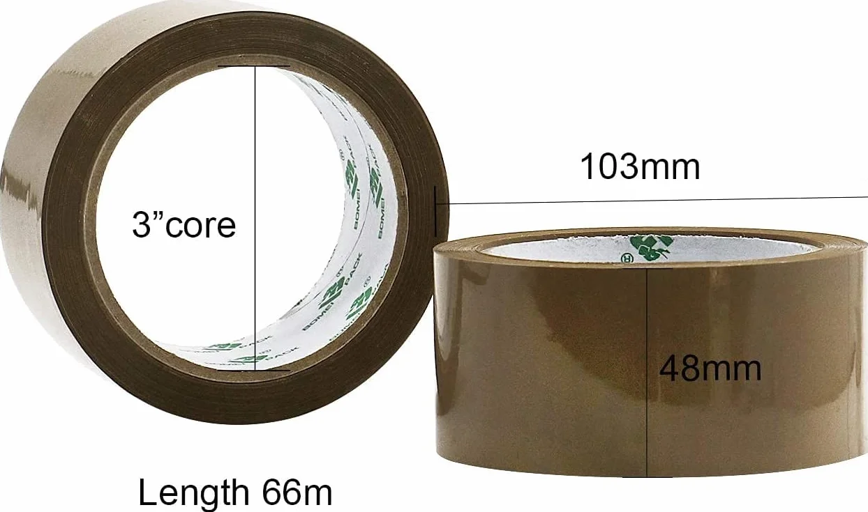 BOMEI PACK 3 Rollos 48mmx66m Marrón Cinta Adhesiva de Embalar para Embalaje de Cajas de Cartón de Envíos y Mudanzas. Precinto para Empaquetados Resistentes (brown)