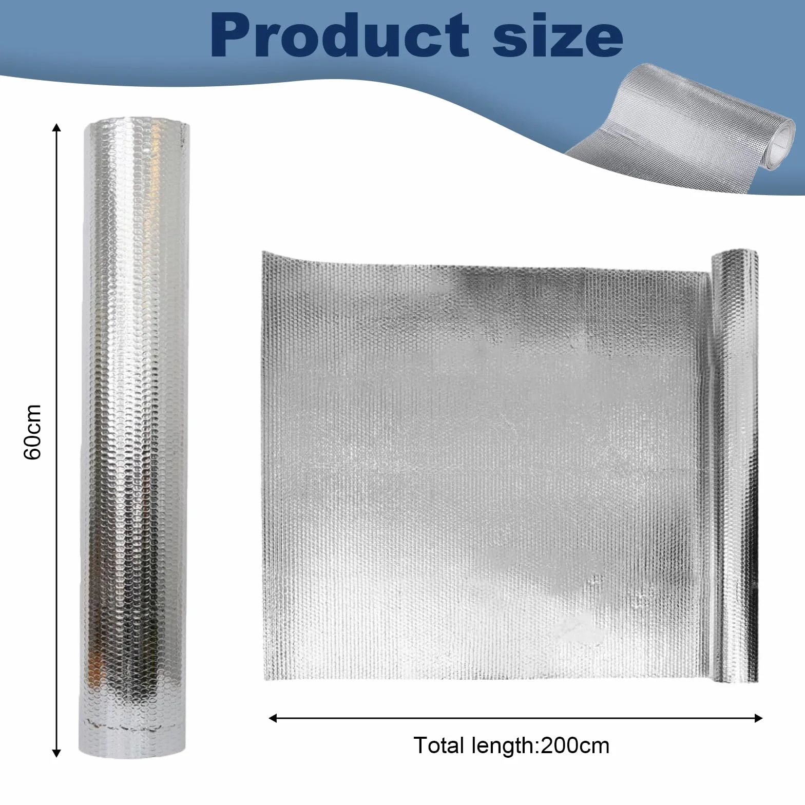 Aislante Termico Autoadhesivo – 60x200cm Aislante Térmico Película & Tela Reflectante para Radiadores, Adecuado para Bobinado, Sellado & Aislamiento de Tuberías