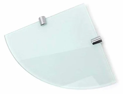 2 estantes de esquina de cristal templado para baño, dormitorio, oficina, con soportes cromados, color blanco