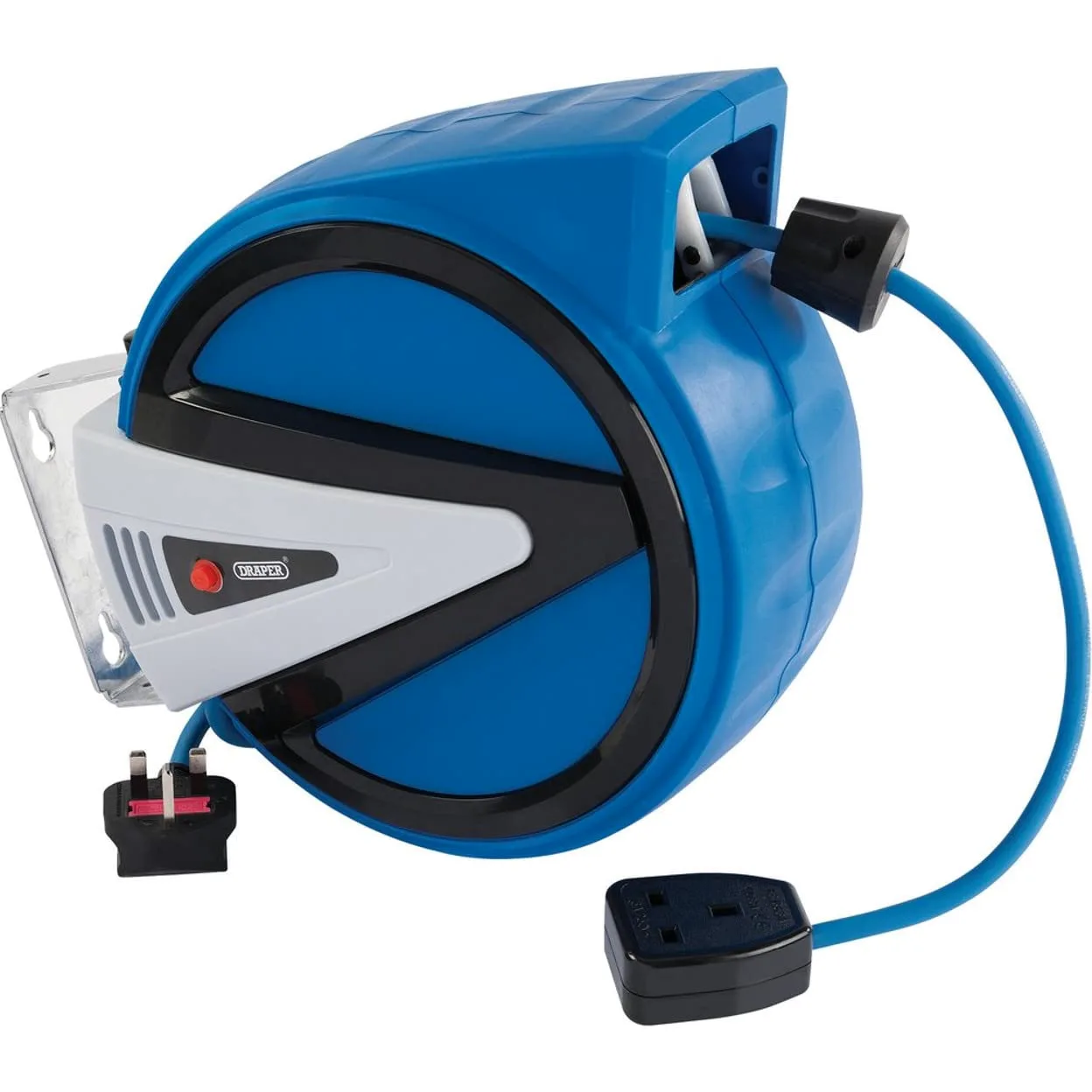DRAPER 15051 Rollo de cable eléctrico retráctil, azul, 10 m