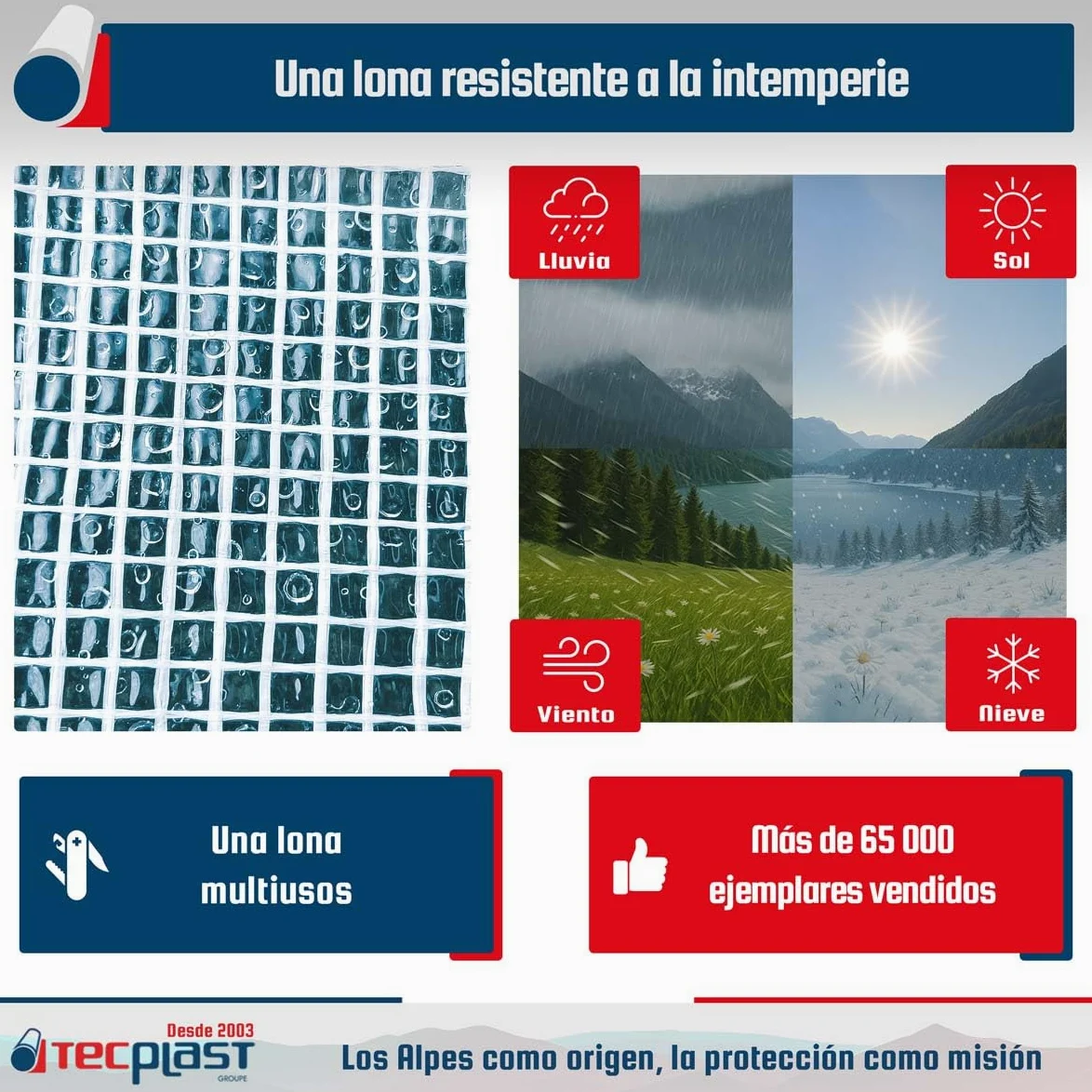 Lona Transparente Reforzada 3x4 m - TECPLAST - TR170MU - Lona Impermeable Anti UV
