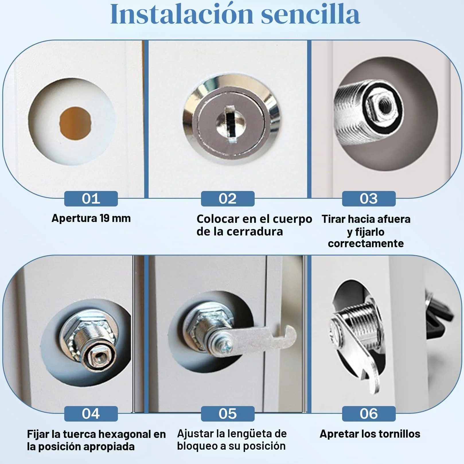 Cerradura Taquilla 20 mm 1 Llave Puerta 16 mm 10 Piezas