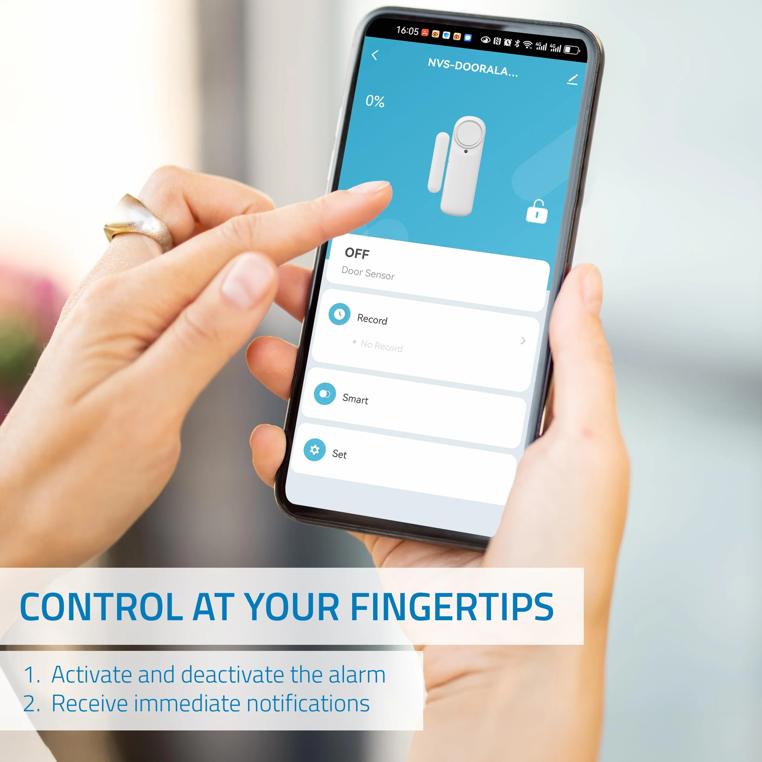 Nivian Alarma de Puerta Inteligente WiFi, Sensor Magnético para Puertas, Inalámbrico con App Móvil, Notificaciones en Tiempo Real, Botón Manual, Sirena 100dB (Pack 3)
