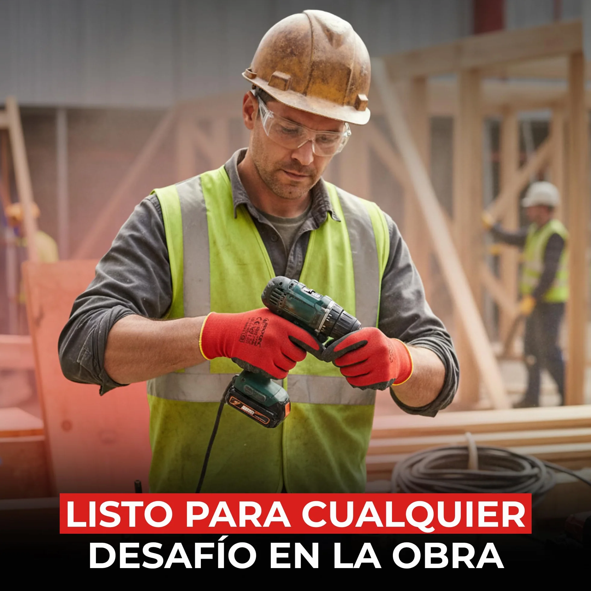 Guantes de Trabajo Resistentes a la Abrasión 12 Pares - Guantes de Jardinería y Montaje con Revestimiento de Látex - Protección Taller Mecánico Talla 9