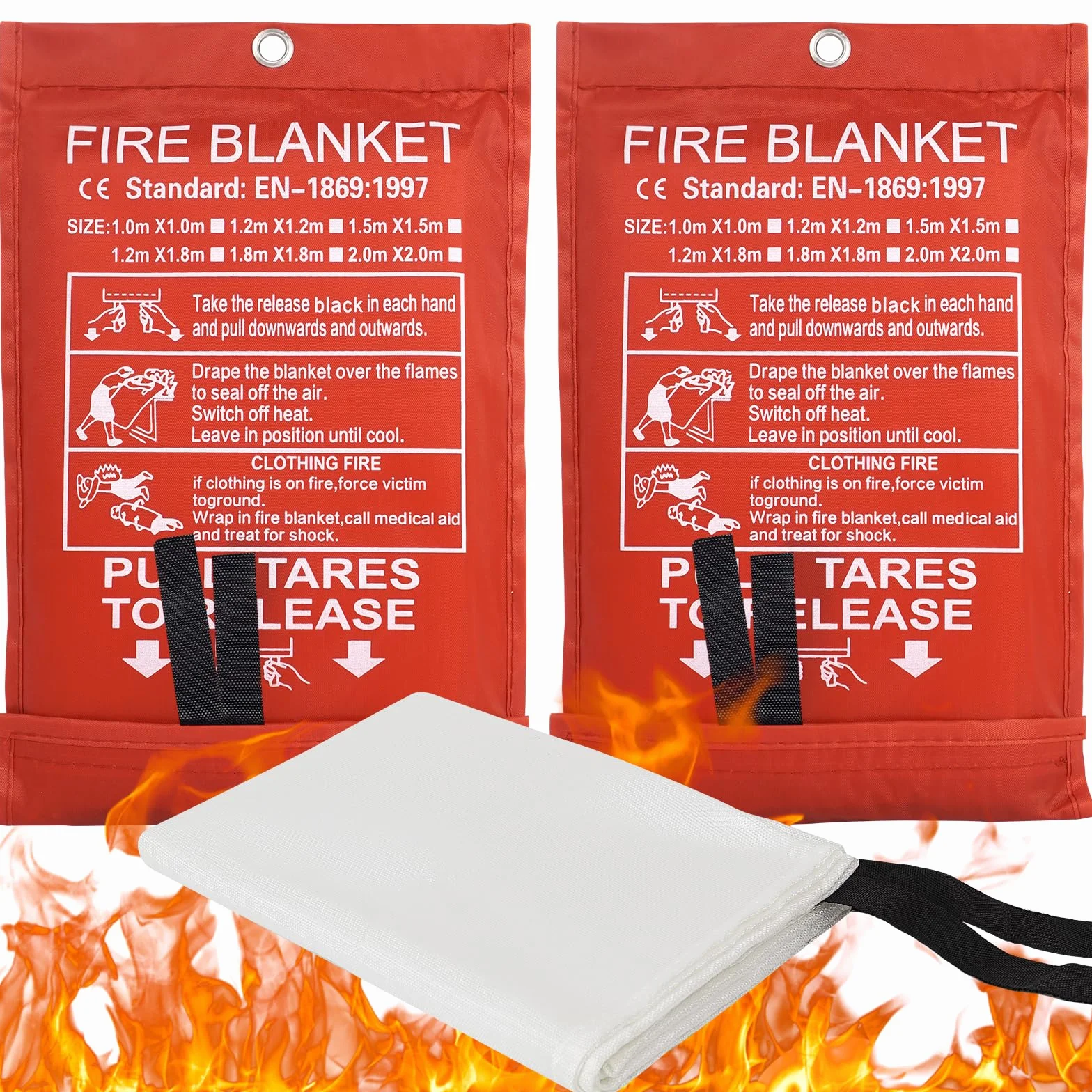 2 Piezas Manta Ignífuga para Hogar y Cocina, 100x100CM Manta Ignífuga de Emergencia, Manta Ignífuga de Fibra de Emergencia para Oficina Camping Horno Garaje