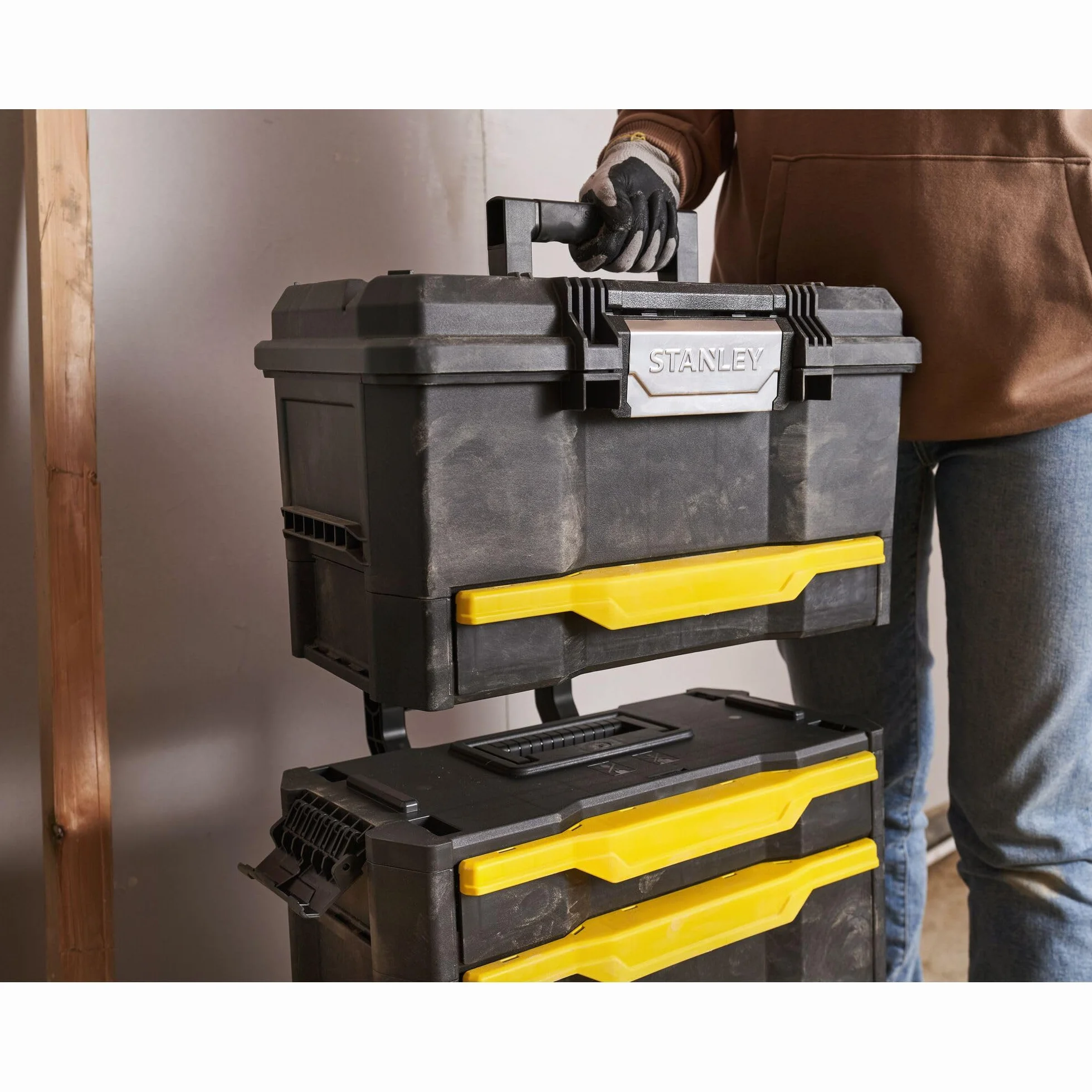 STANLEY Modular Taller Rodante 3 en 1 con Ruedas, Asa Telescópica, 35 kg