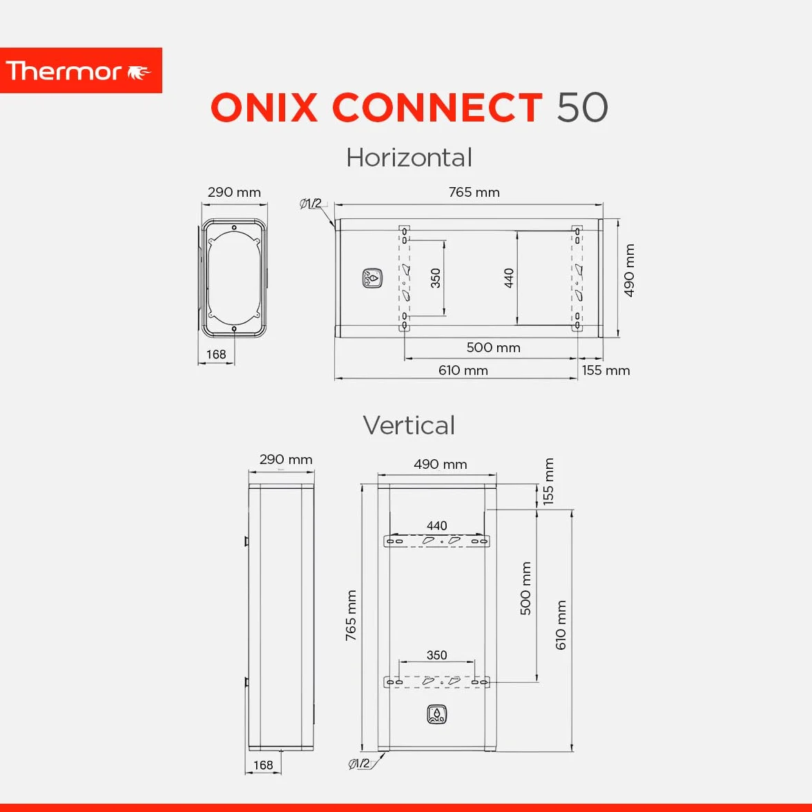 Thermor Termo Eléctrico Onix Connect Calentador de Agua 50L 2250/1000W WiFi