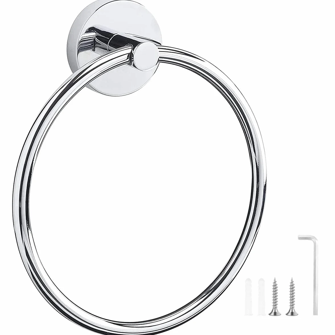 Toallero de pared acero inoxidable 304 cromado anillo toalla redondo baño cocina acabado cepillado