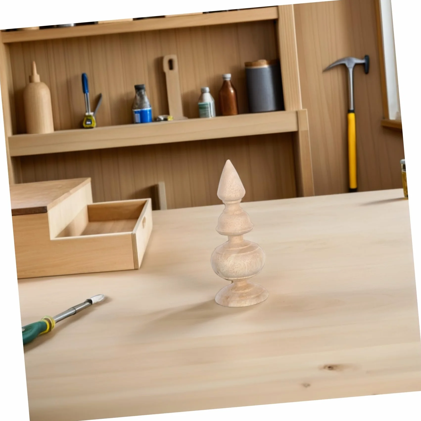 HOMSFOU Remates Decorativos y Barras de Cortina 2 Piezas de Madera sin Terminar Superficie Lisa y Tallado Fino para Postes de Cama para Decoración Interior DIY