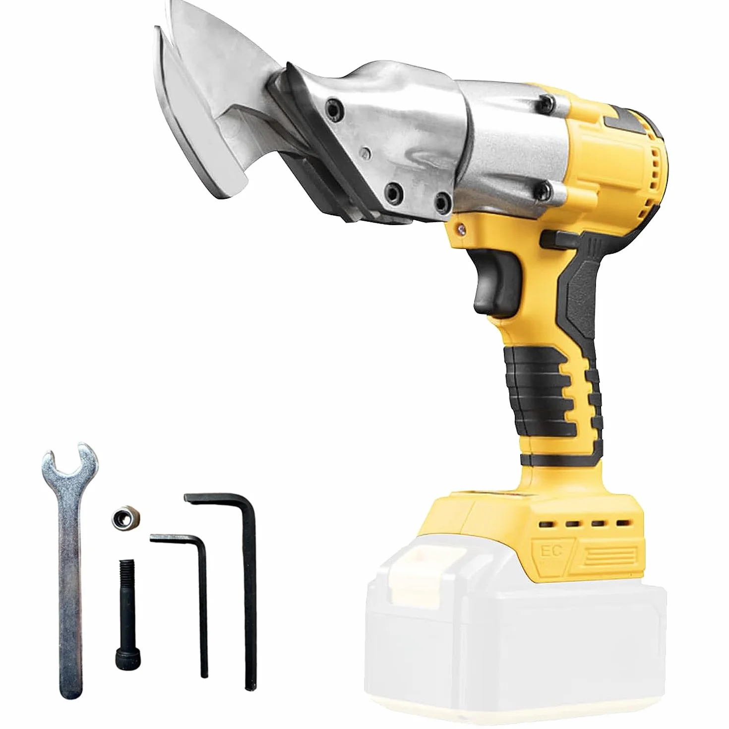 Tijeras de hojalata compatibles con batería Dewalt de 20 V, tijeras eléctricas de metal con cabezal giratorio de 360°, tijeras eléctricas sin escobillas para chapa, alfombras, tela, cuero, papel (sin