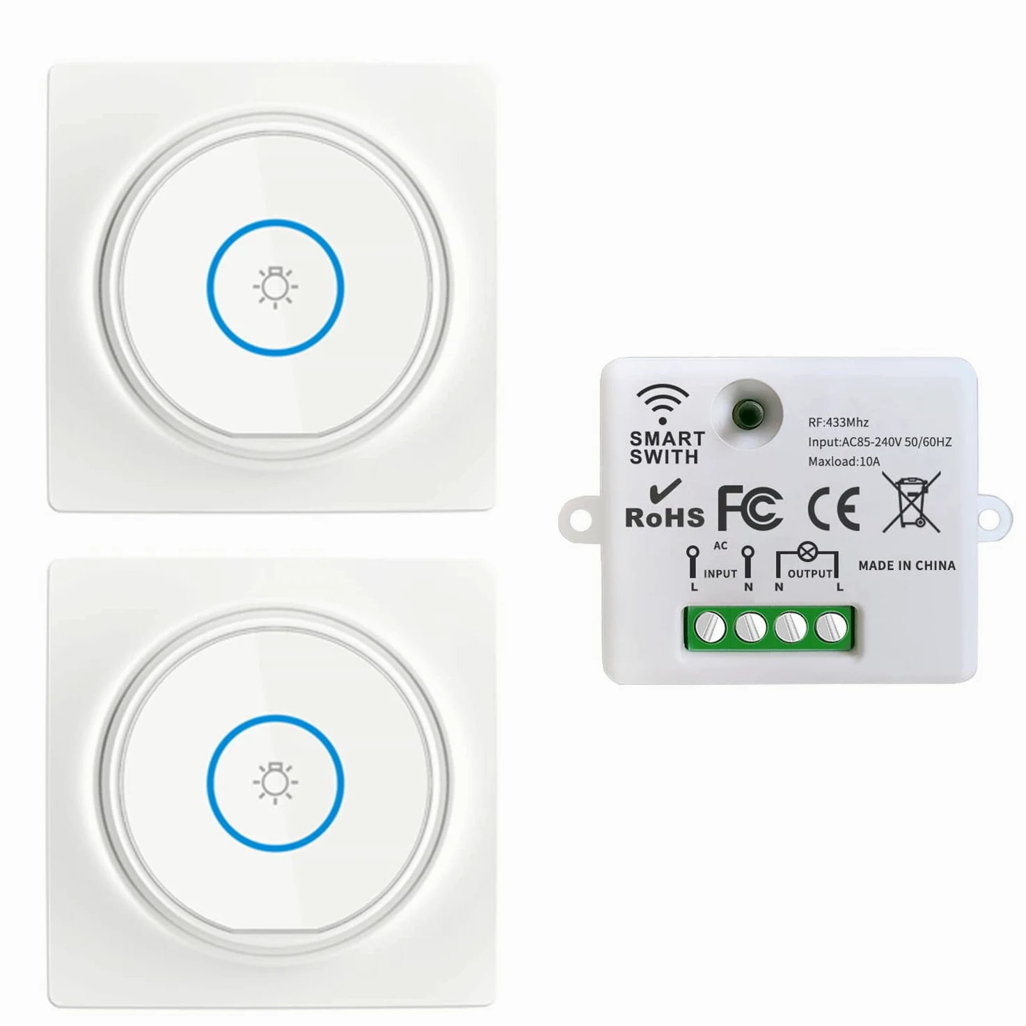 Interruptor De Luz inalambrico Autoalimentado, Sin Batería Interruptor A Prueba De Agua Móvil AC220V 2000W Relé Transmisor De Radio Rango De Control De 100M Para Iluminación De Lámpara