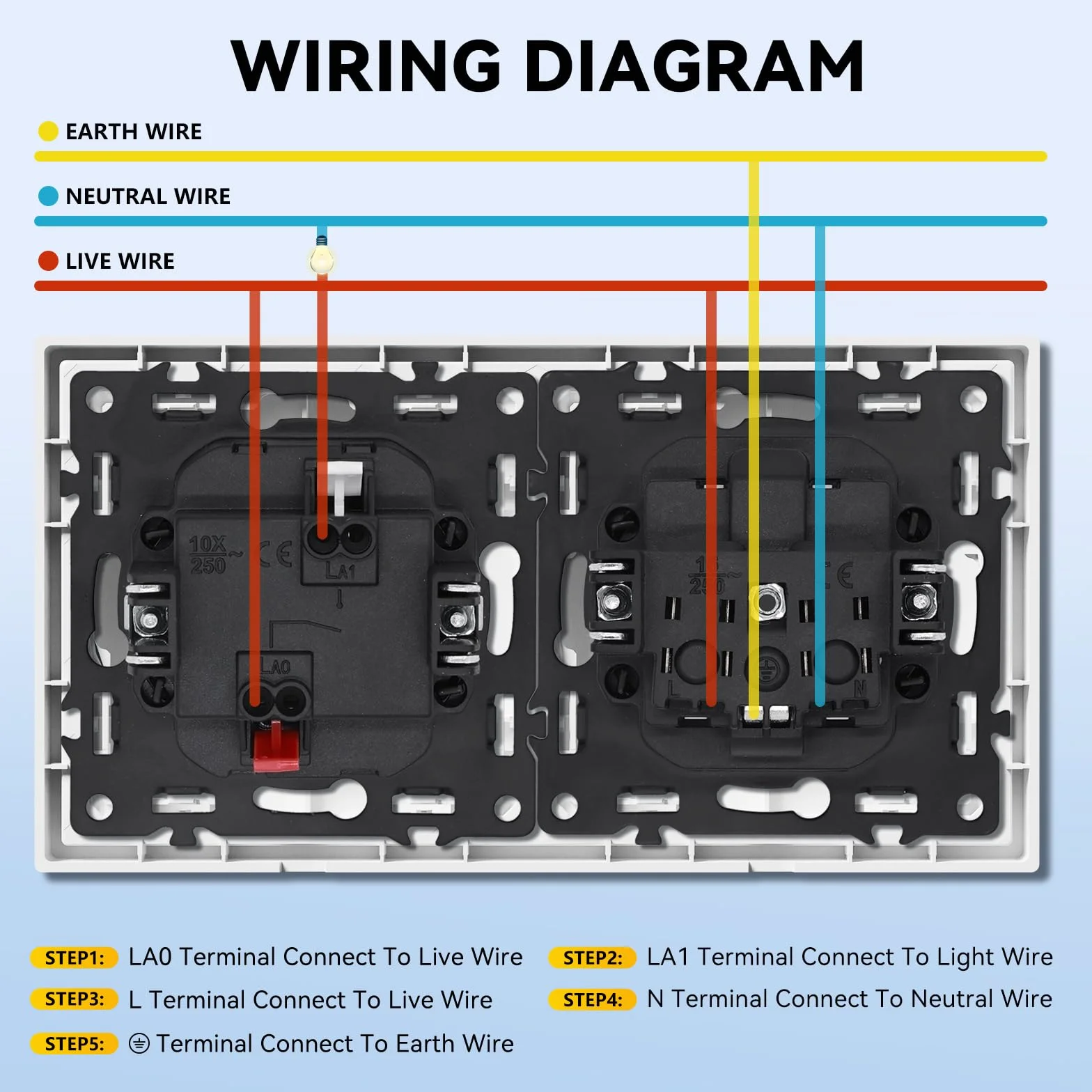 Interruptor con Enchufe Pared 1 Gang 1 Vía 150x80mm LED Blanco