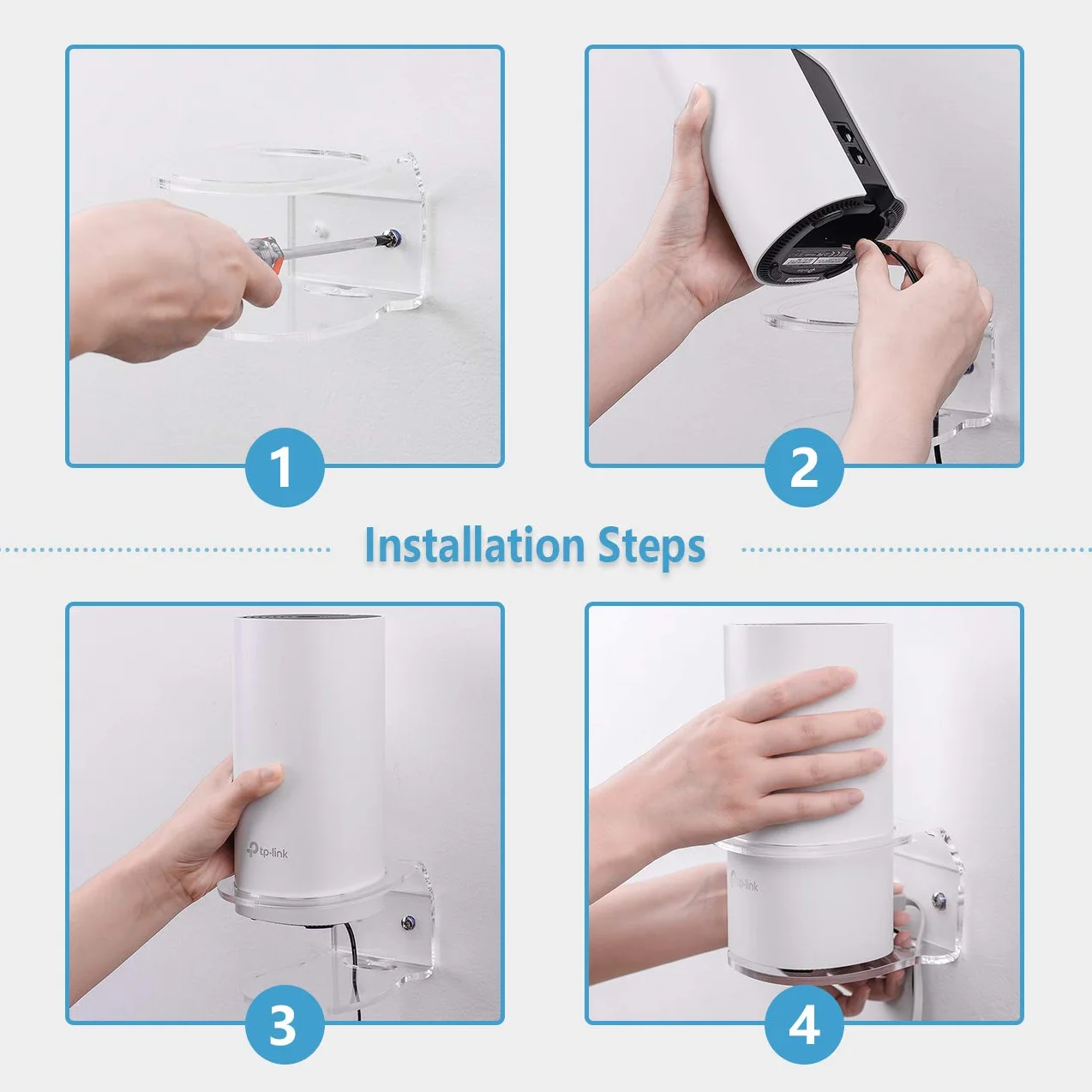 HOLACA Soporte de Pared para TP-Link Deco M4/ E4/ S4/ P9 Sistema WiFi de Malla para Todo el hogar, Soporte de Montaje en Pared Resistente Deco M4 P9 (Paquete de 2)