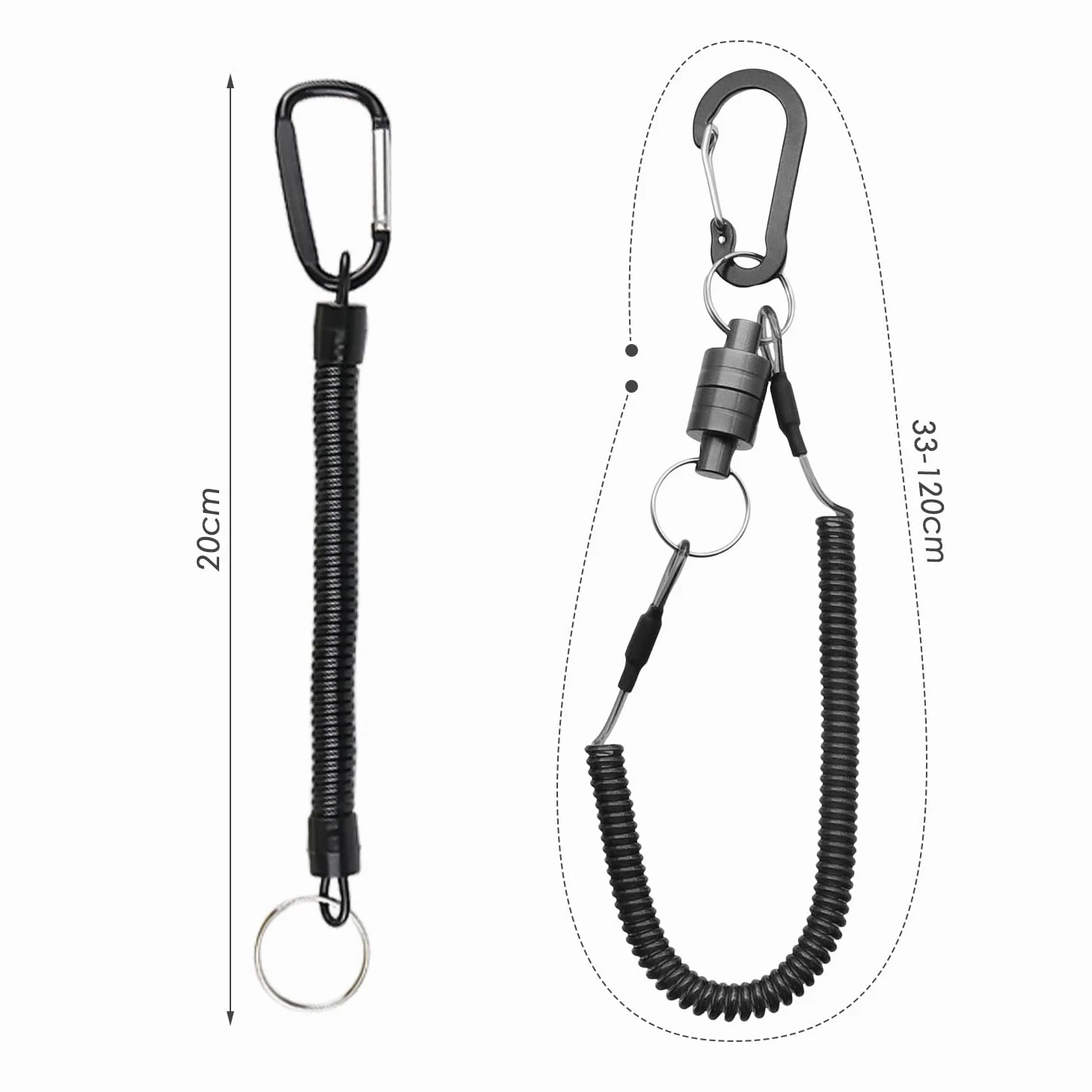 1 Pieza De Cuerda Magnética De Pesca, 1 Pieza De Cuerda Perdida Telescópica, Cuerda con Clip Magnético, Cordón De Mosquetón, Cuerda De Mano Magnética Antipérdida para Exteriores