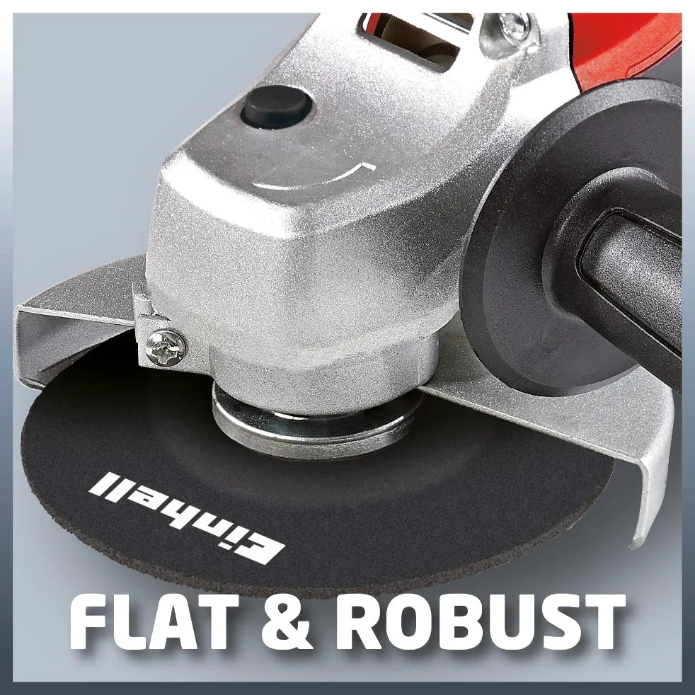 Einhell Amoladora angular - TC-AG 125 Kit. 850W, velocidad 12.000 1 / min, ø de disco de 125 mm, protector de disco, bloqueo del eje, cabezal de transmisión plano de aluminio