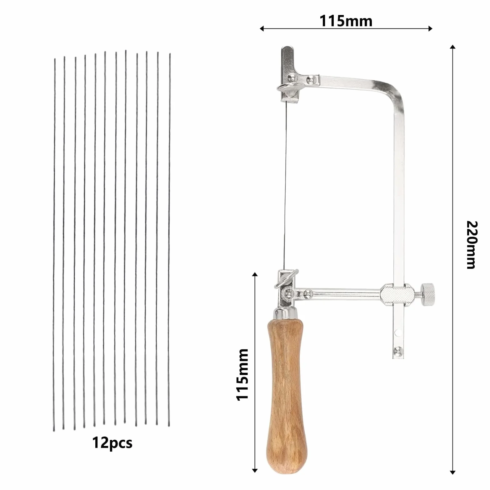 Juweliersäge Metallsäge Bogensäge verstellbare Laubsäge mit 12 Laubsägeblätter für Holz Glas Metall