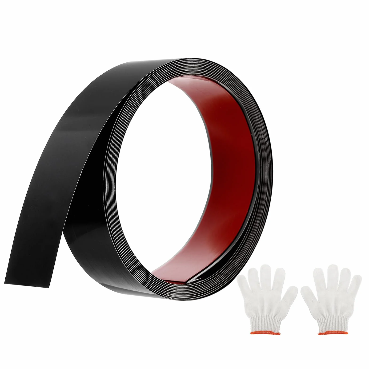 QUARKZMAN 5m x 40mm Moldura de Pared, Tira de Acero Inoxidable Acabado Espejo Autoadhesivo, Moldura de Tira con Guante y Tarjeta para Pared, Suelo, Borde de Azulejos, Negro