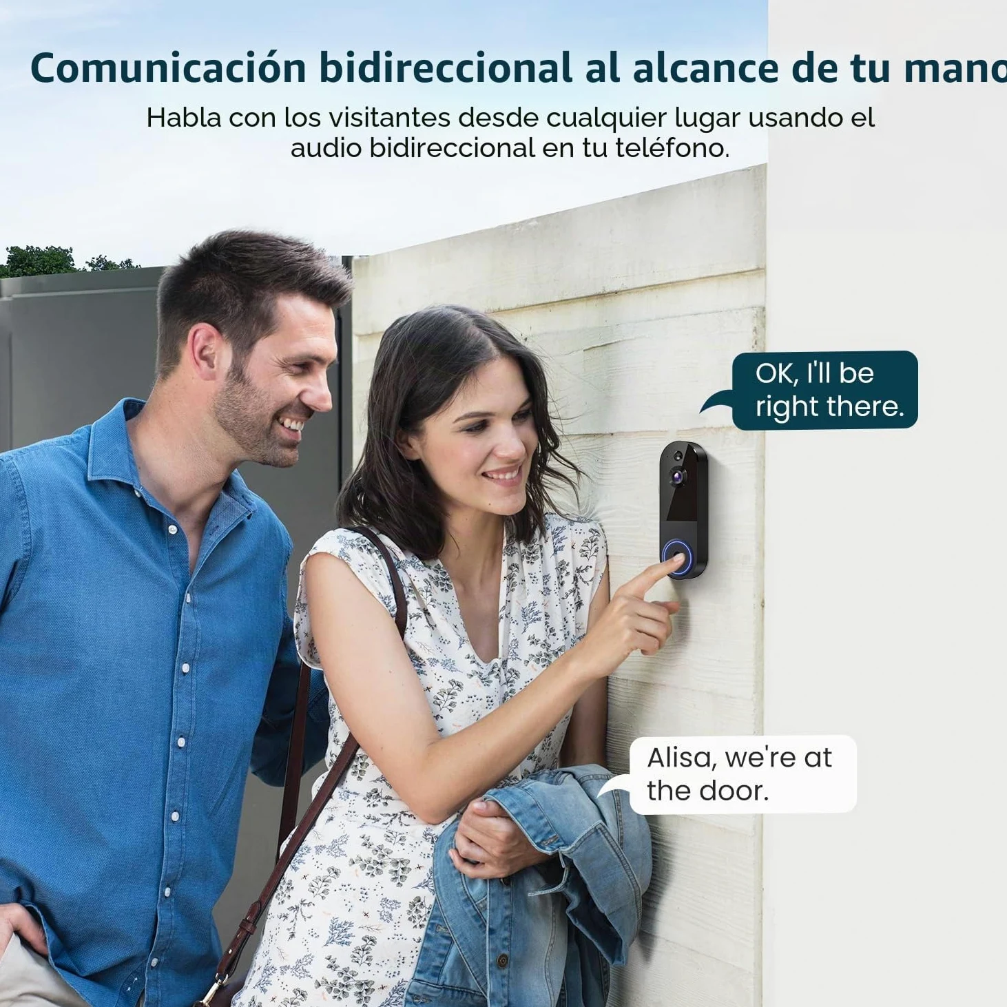 Cámara de timbre de video inalámbrica de 1080P, detección humana AI, visión nocturna, audio de 2 vías, funciona con pilas, almacenamiento en la nube, WiFi de 2,4 G, vigilancia interior y