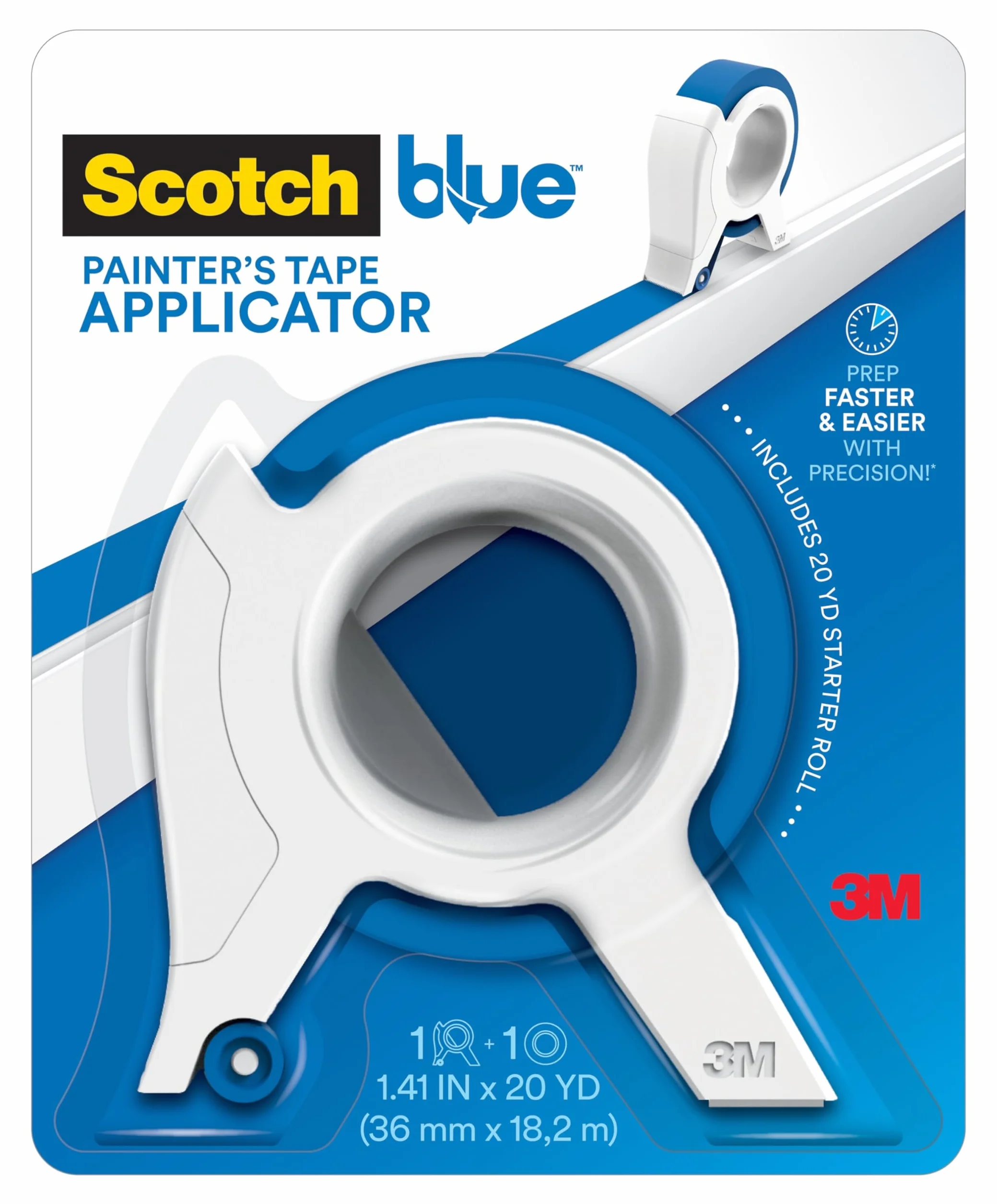 ScotchBlue TA3-SB - Cinta de pintor, color azul, con 1 rollo de iniciación de 3,6 cm x 20 yardas