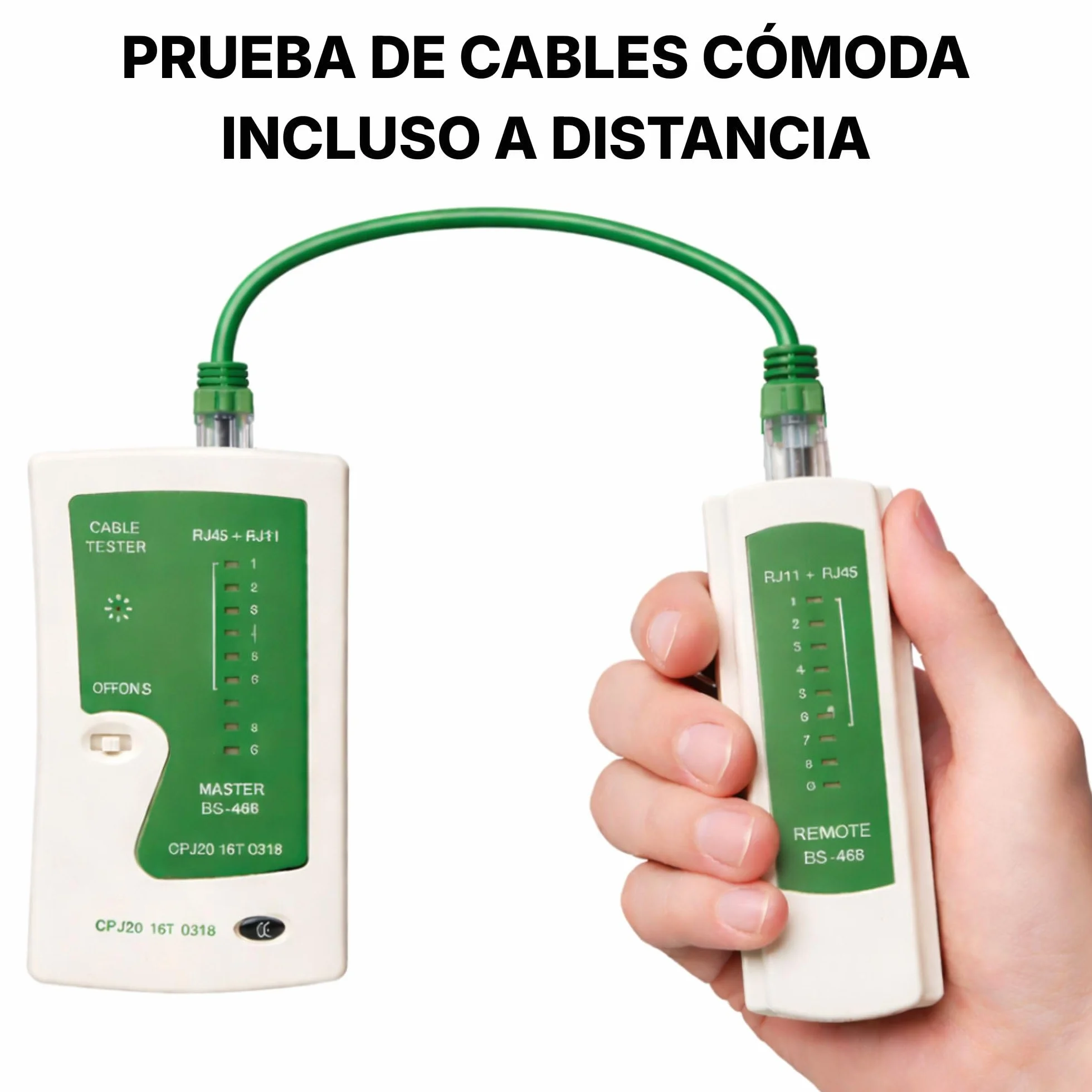 Incutex Comprobador de Cable RJ45 RJ11 Ethernet LAN Cat5 Cat6 Localizador, Kit Probador, Blanco-Verde