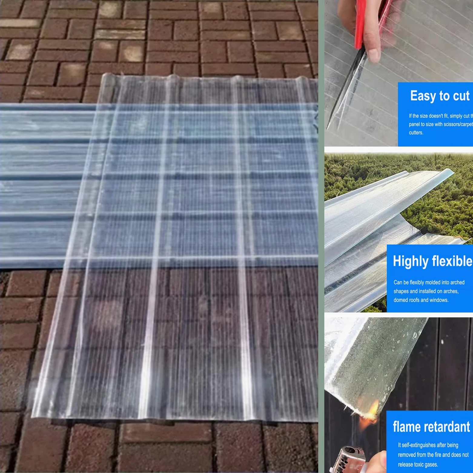 Placa Ondulada,Planchas Transparentes Tejados,Paneles para Tejado a Prueba de Lluvia,Captadores de Luz,Chapa Tejado de Aislamiento,Lámina Techo,para Invernadero Cochera (0.9x1.5m/35x59in)