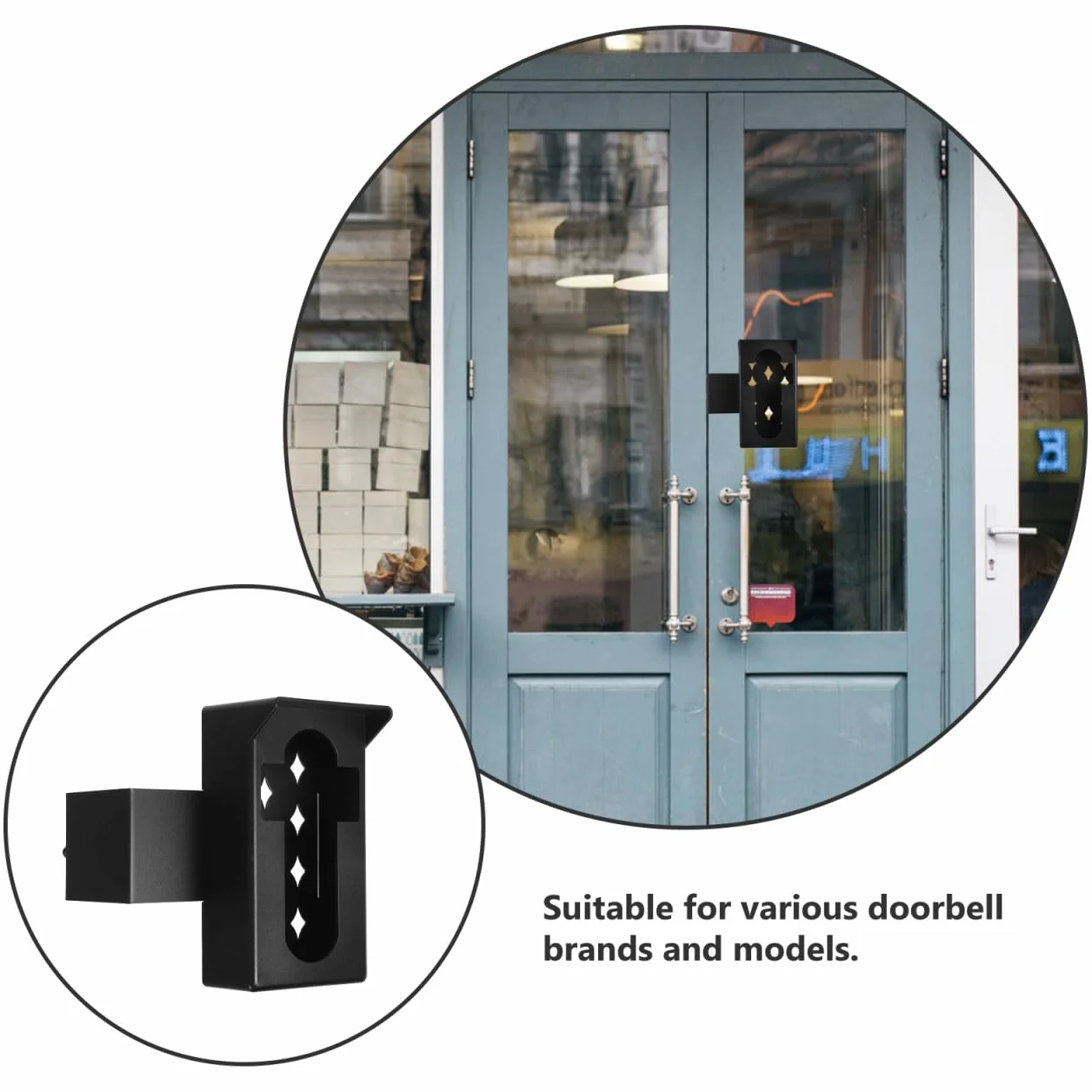 Angoily Soporte Antirrobo Sin Taladro para Timbre De Puerta con Capota Protectora Resistente a La Intemperie Compatible con Videoporteros Y Timbres Parpadeantes 5.90X3.26X2.48In
