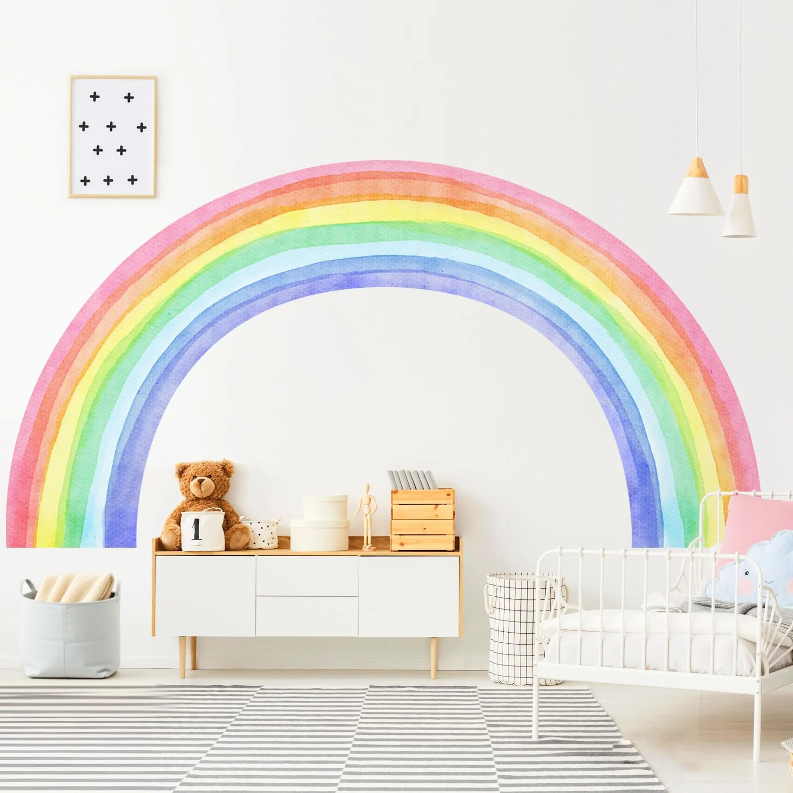 Supzone Pegatinas de Pared Arco Iris 210x108CM Grande Vinilos Decorativos Mural de Acuarela Adhesivos Pared para Dormitorio Niños Guardería Sala de Estar Sala de Juegos