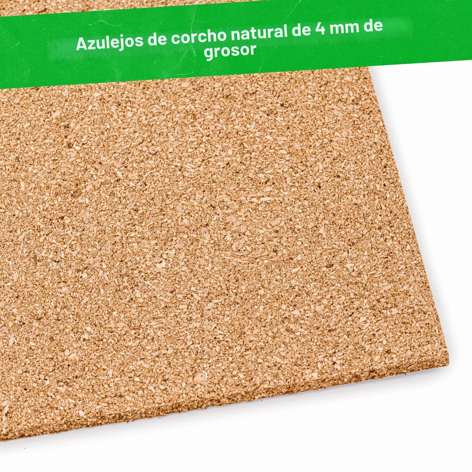 Azulejos de corcho liso natural – 300 mm x 300 mm x 4 mm (paquete de 16)
