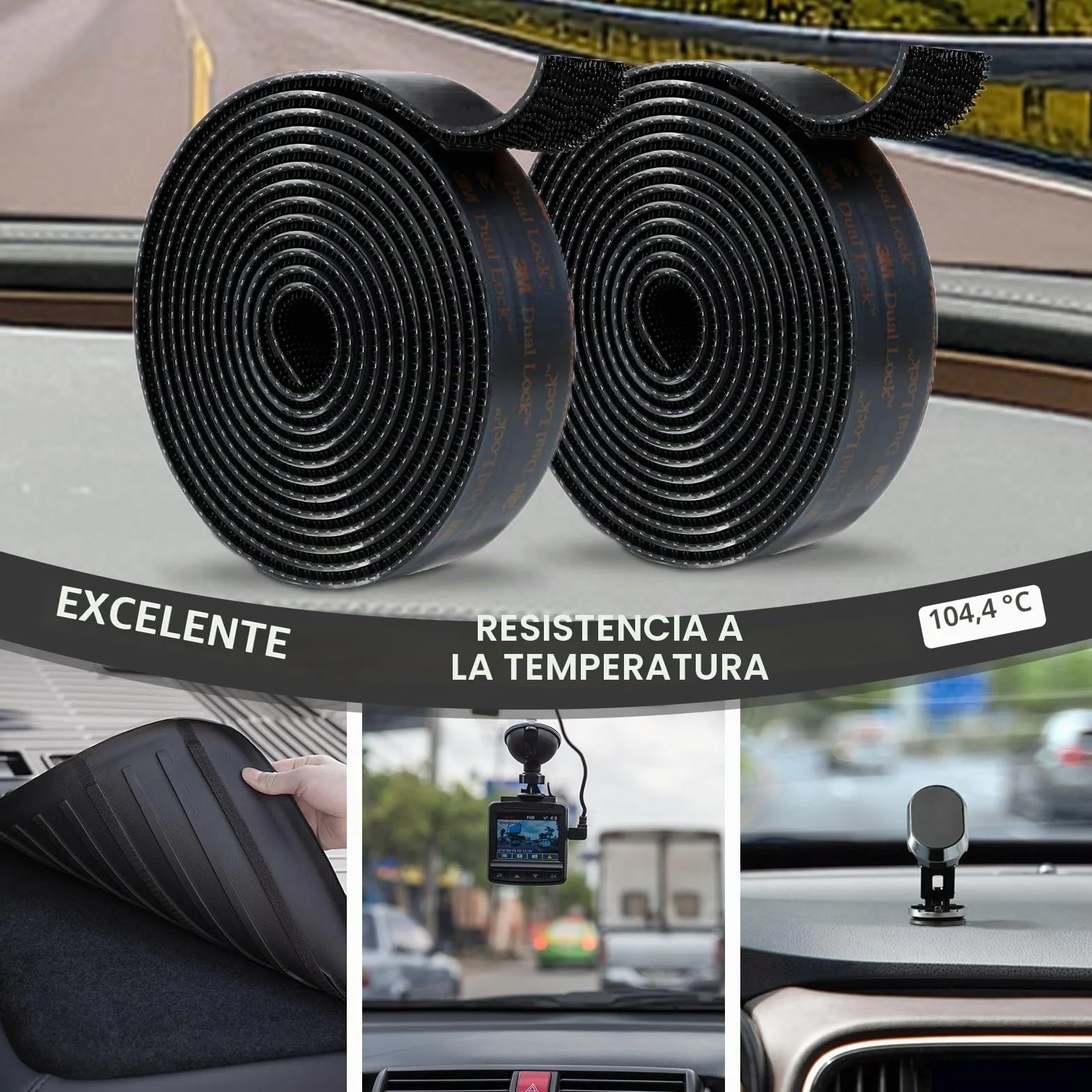 3M Dual Lock SJ3550 Cinta Adhesiva de Doble Fina Extra Fuerte Resistente 25 mm x 1,2 m Color Negro 1 Rollos con Cierre Resellable con Forma de Hongo Entrelazado para Uso en Interiores y Exteriores