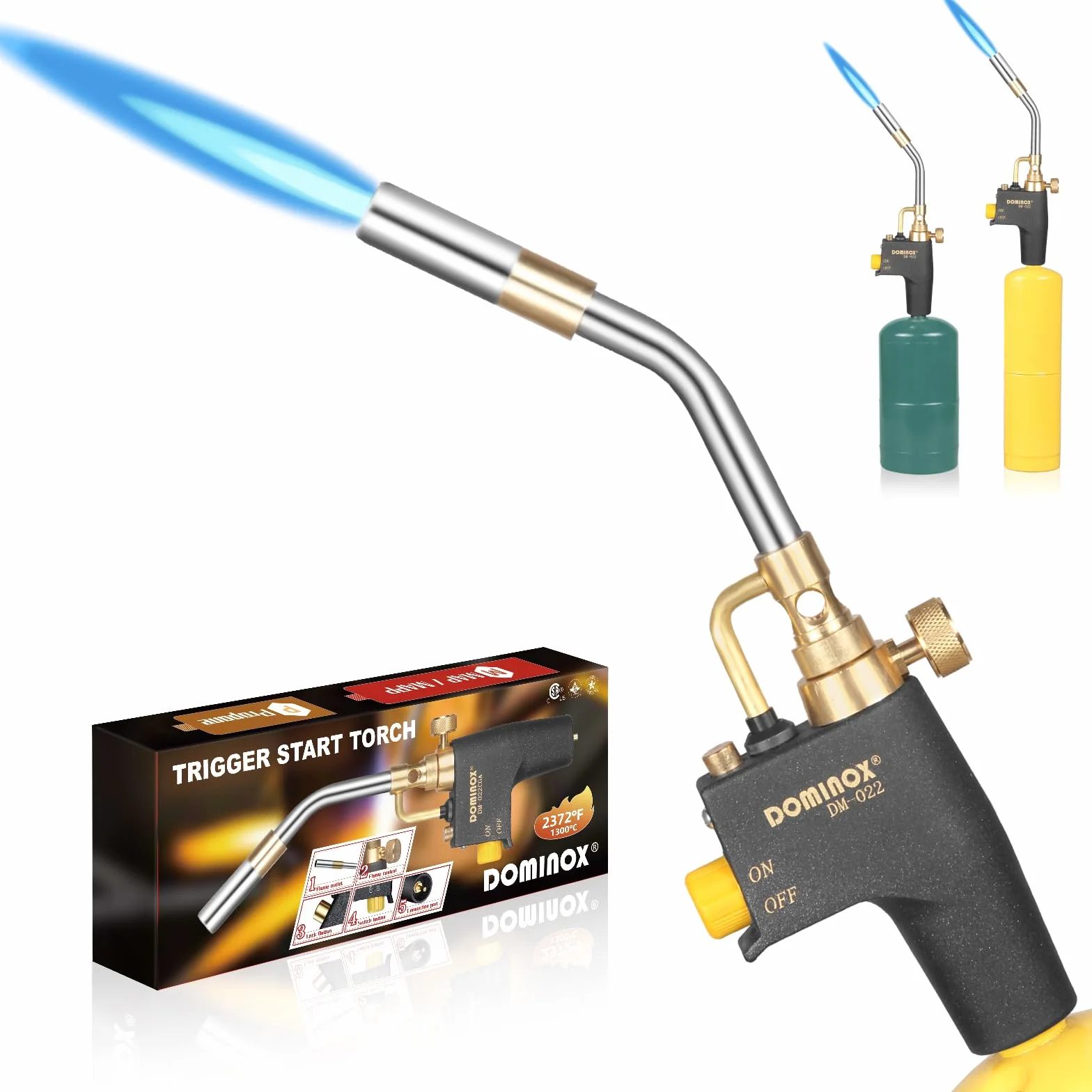 Antorcha de Propano de Alta Intensidad - Cabeza de Antorcha de Gas de Arranque Para Soldadura - Compatible Con Tanque de Propano, MAP y MAP Pro