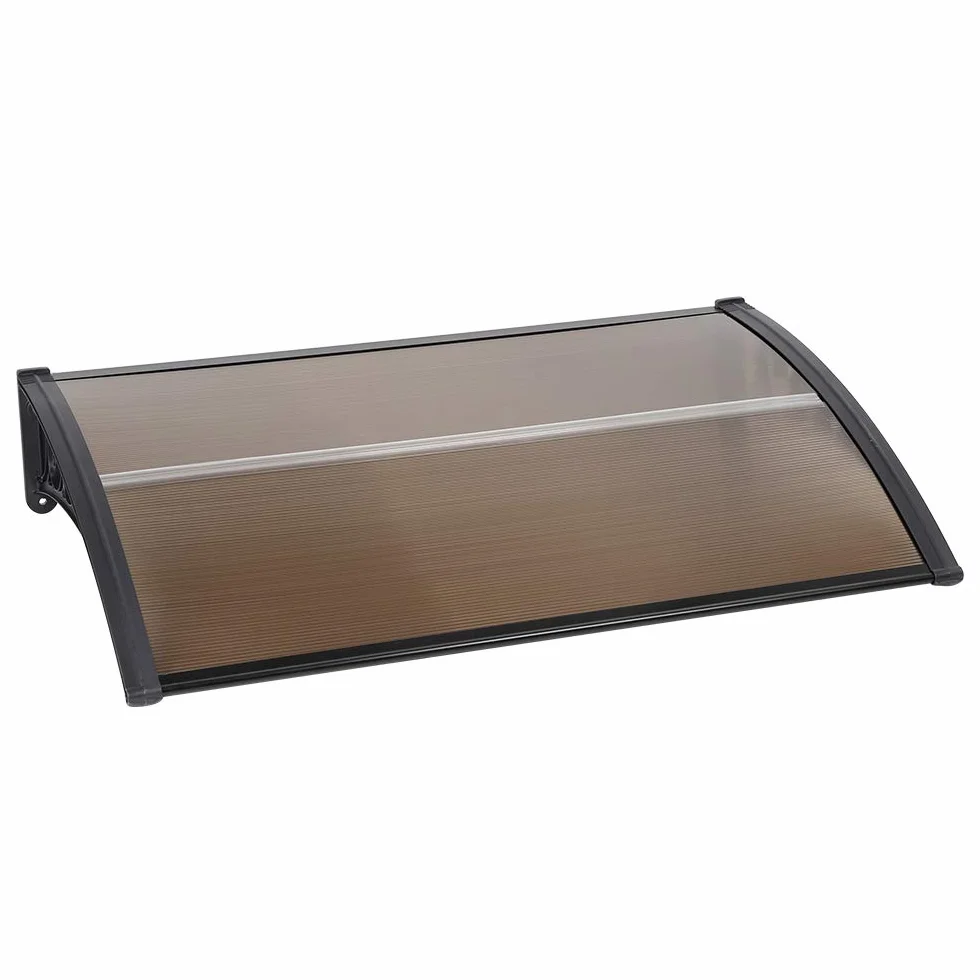 Marquesina para Puerta de Entrada con Techo de Policarbonato Resistente a la Lluvia y UV, 60x100 cm, Marrón