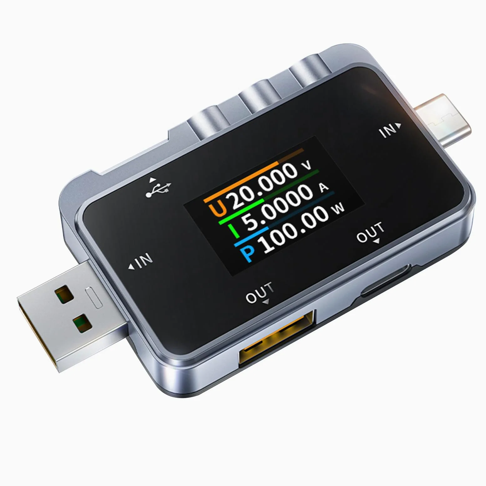DEWIN USB Tester, 4-24V 6.5A Probador USB Medidor de Prueba USB Probador USB Voltímetro Medidor de Voltaje y Corriente(Conector USB-A+conector tipo C)
