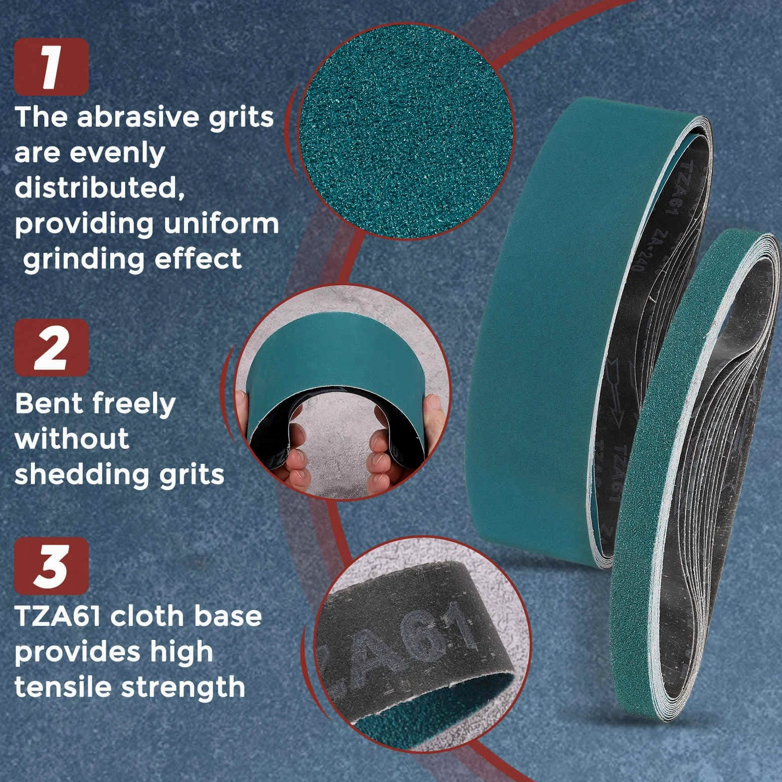6 Bandas De Lijado 2 X 72 Pulgadas 80 Grit Corindón Zirconia Para Lijadora De Banda Metal Madera Eliminación De Óxido