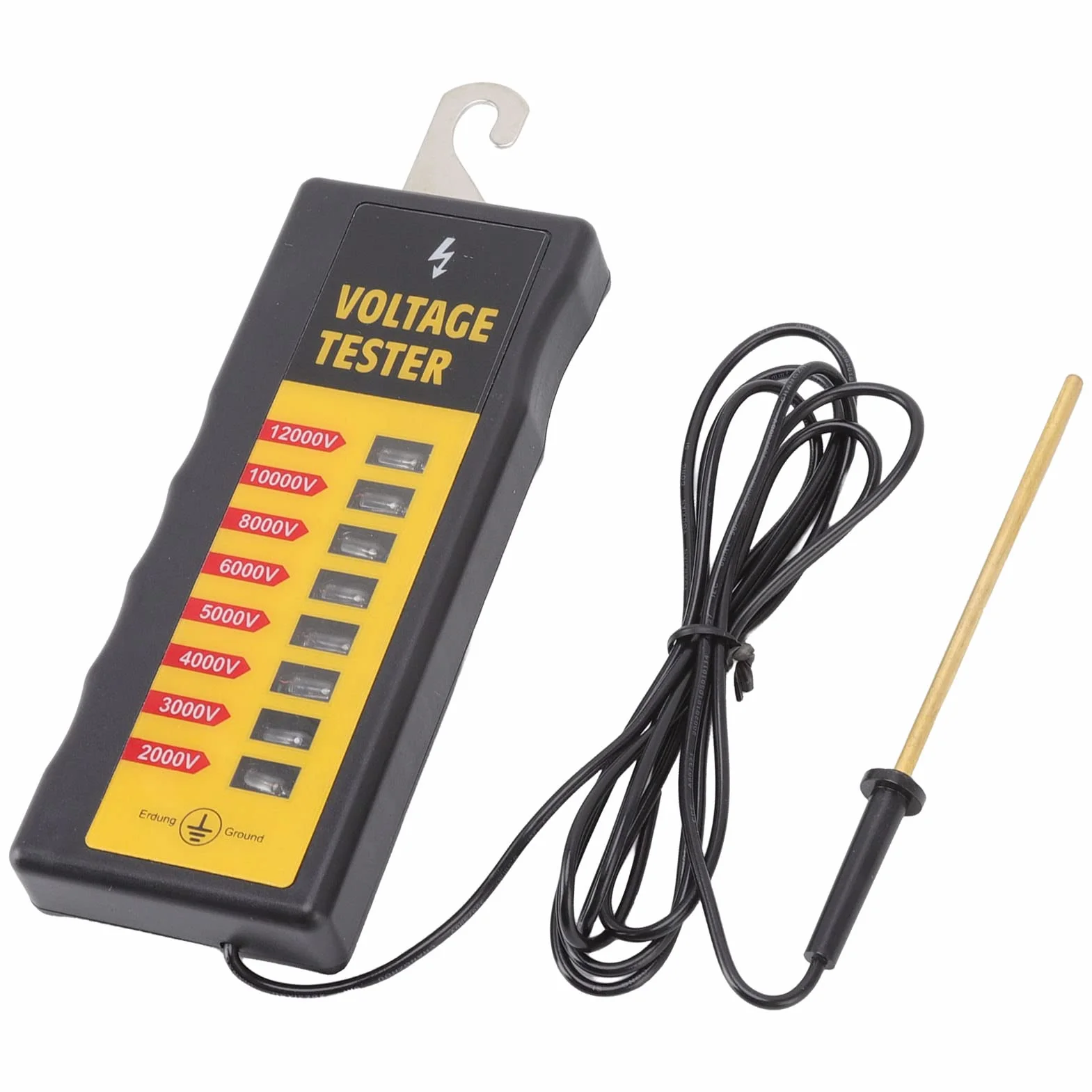 Detector de Fallas de Cerca, Probador de Voltaje de Cerca Eléctrica Portátil Resistente Al Agua con 8 Luces de Neón Máximo 12 KV para Caballos para Granjas