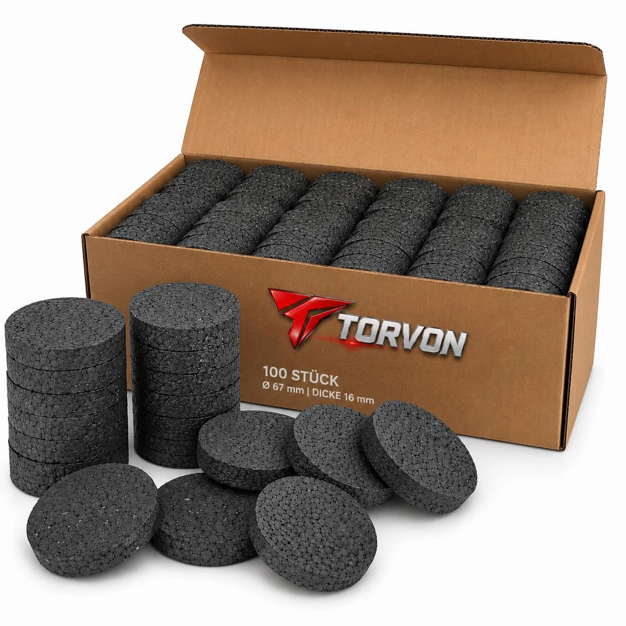 Tapas de poliestireno expandido 67 mm diámetro 16 mm grosor para tacos aislantes aislamiento térmico fachadas grafito 100 unidades