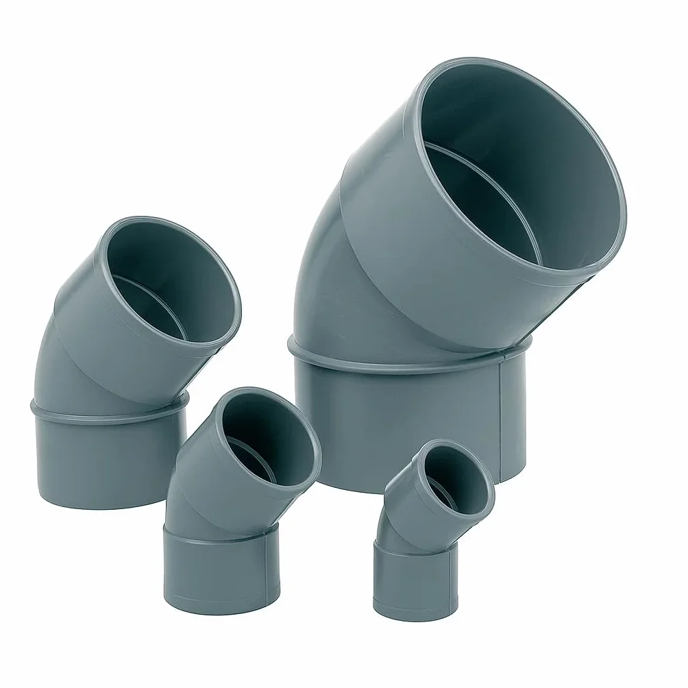 Codo PVC 45 Grados para Tubería – Curva de PVC Presión Agua Potable y Desague – 32mm a 250mm – Conexión Sólida (75 mm)