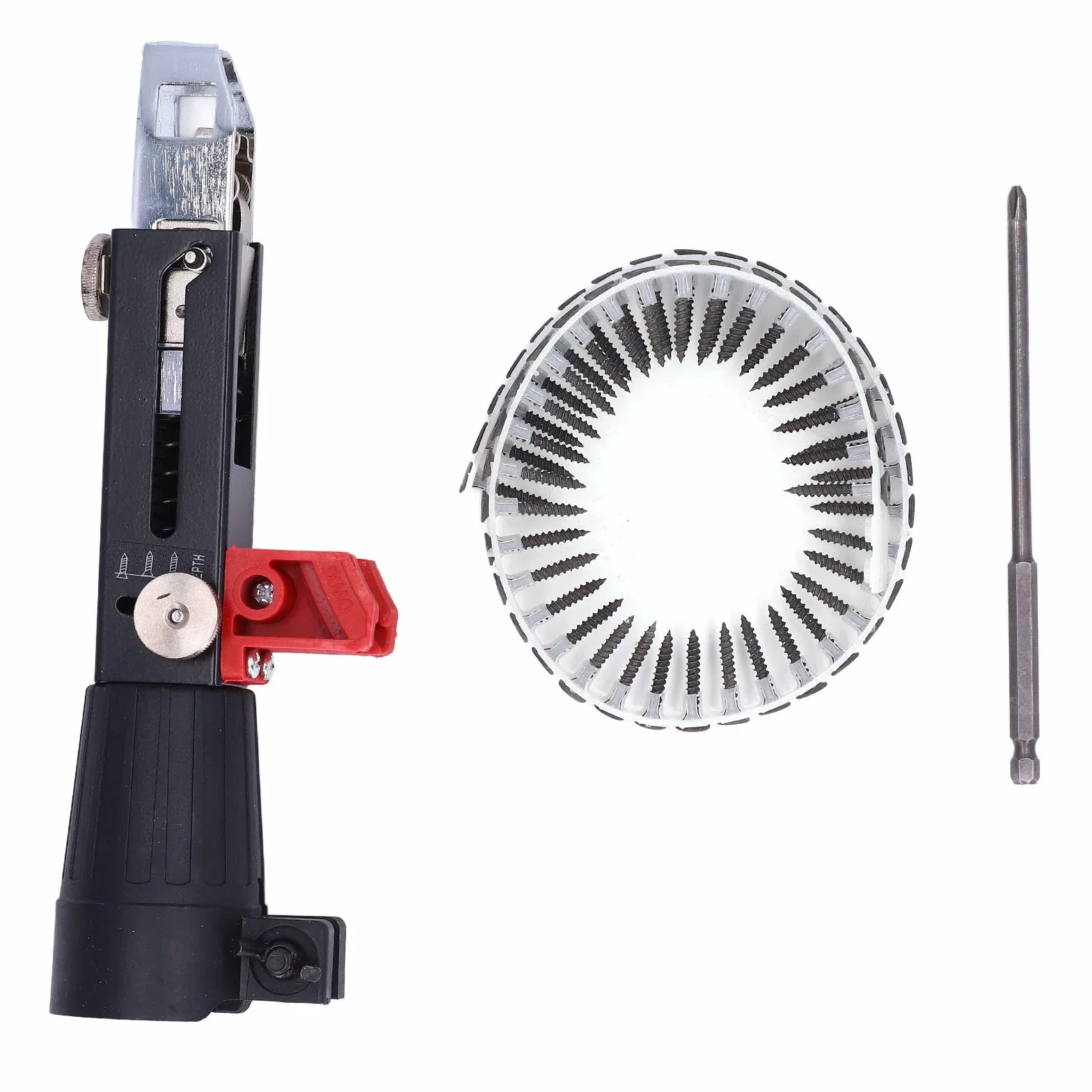 Pistola de Clavos Automática, Adaptador de Clavos de Cadena Automática, Pistola de Tornillos para Paneles de Yeso con Pistola de Tornillos de Clavos de Alta Eficiencia,