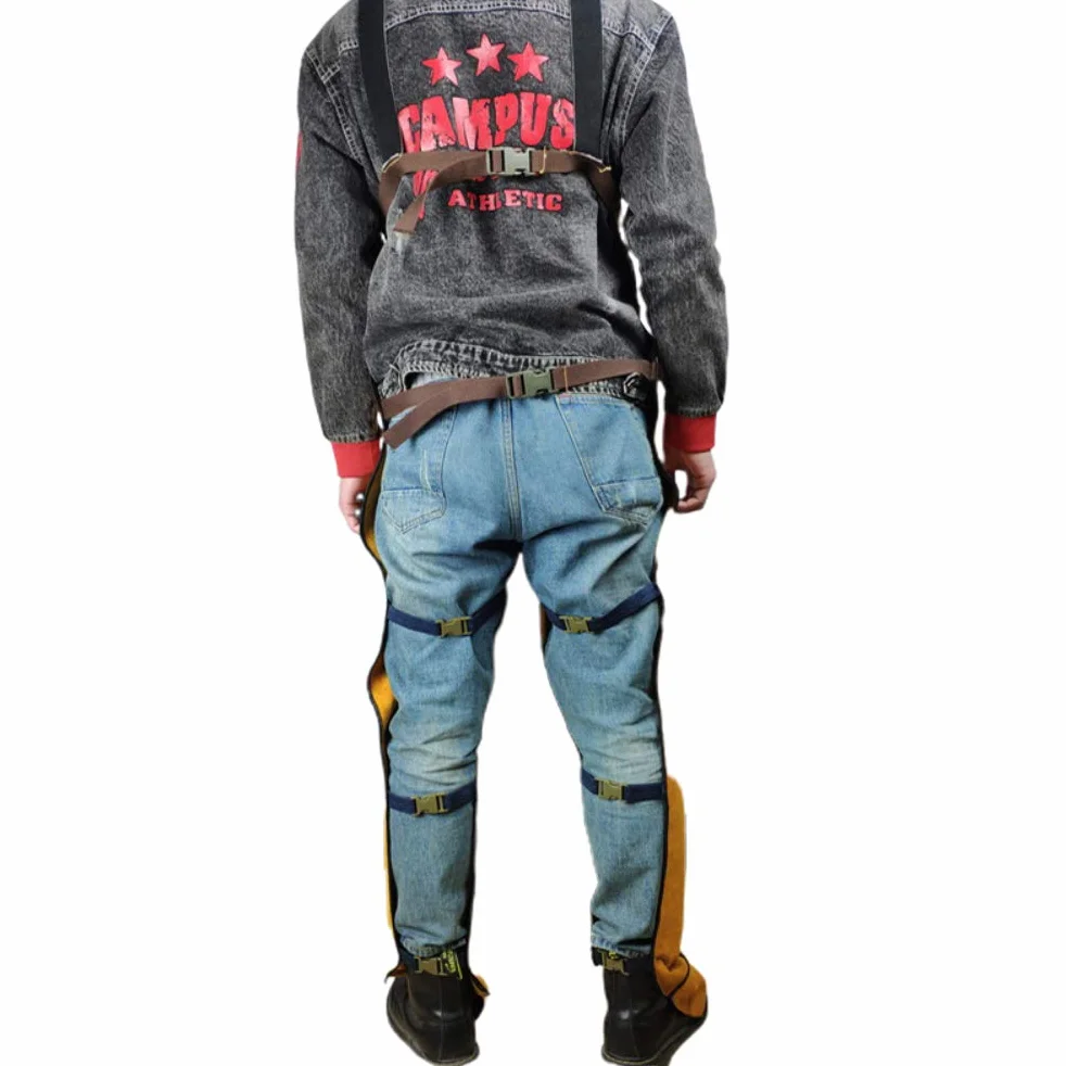 Yunobi Delantal de soldadura profesional – Delantal de soldadura de cuero con pierna dividida para hombre, protección de soldadores, carpintero, herrero, trabajador de jardín, britches, pantalones,