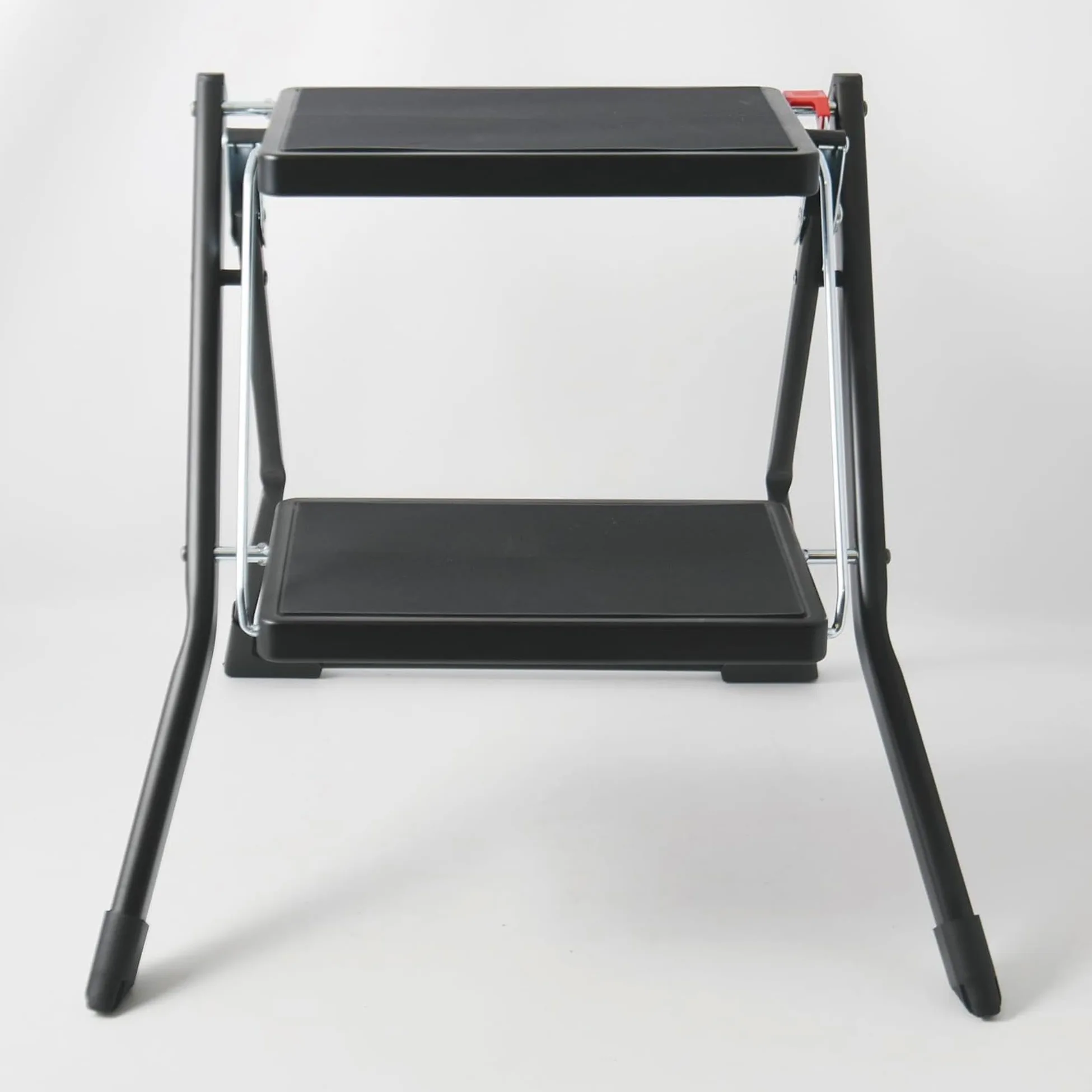 Well Home Escalera Plegable de 2 Peldaños en Acero de Color Negro, Antideslizante y Ligera