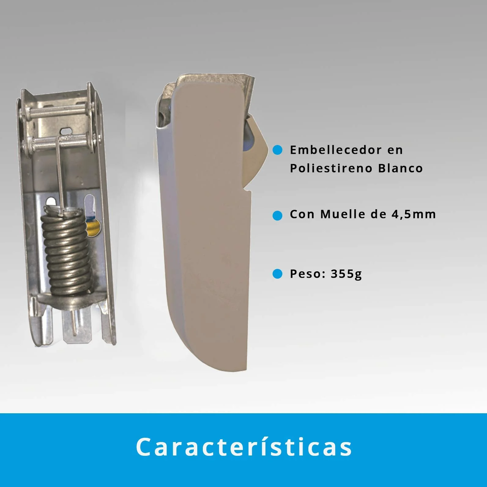 Bisagras con Muelle de 4,5 mm en Acero Cincado para Puerta tipo Arcón o Cofre Congelados Pack 2