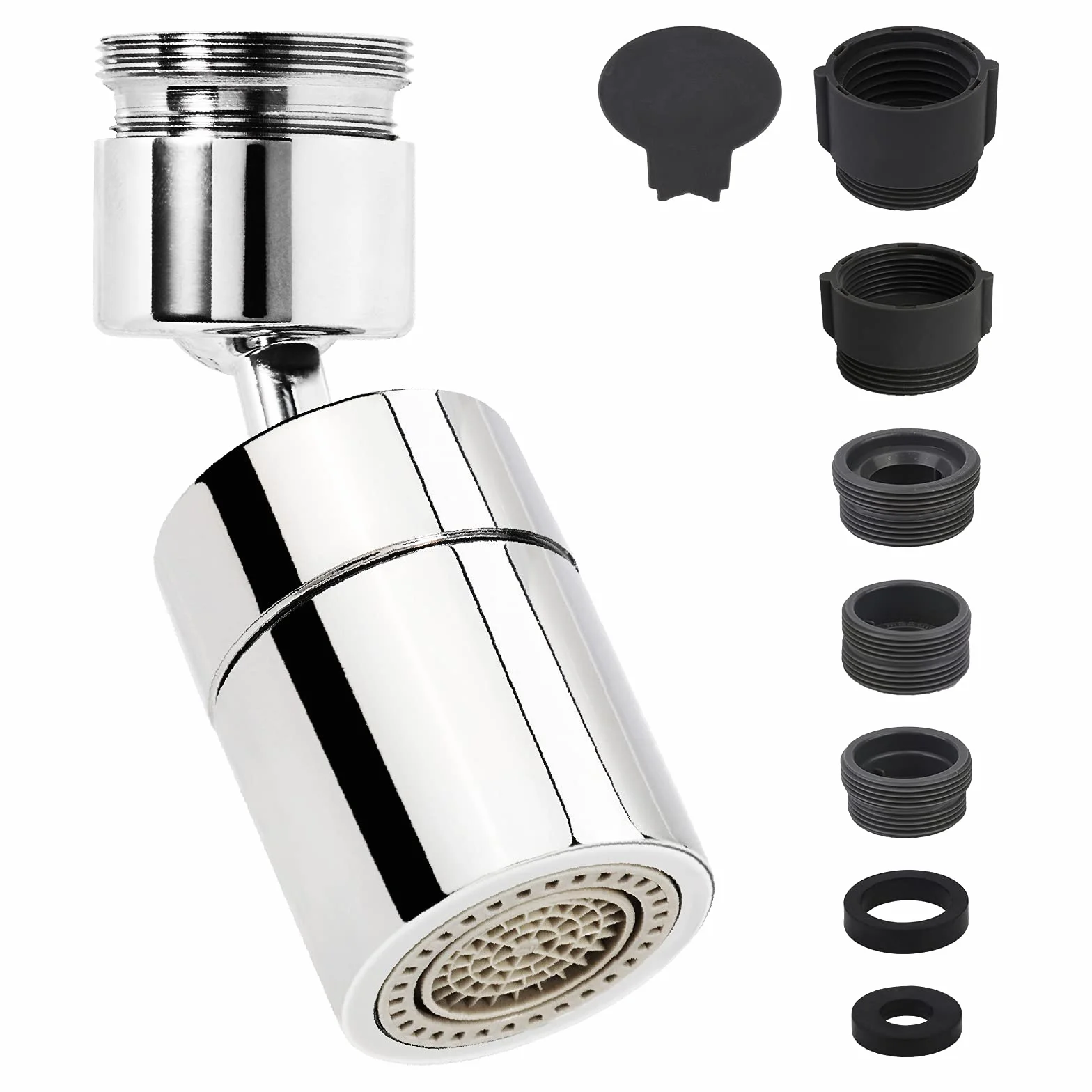Adaptador grifo cocina adaptador de grifo, rociador de grifo de cocina, adaptador de aireador de grifo, accesorio de piezas de grifo, aireador giratorio de 360 °, boquilla burbujeadora de agua
