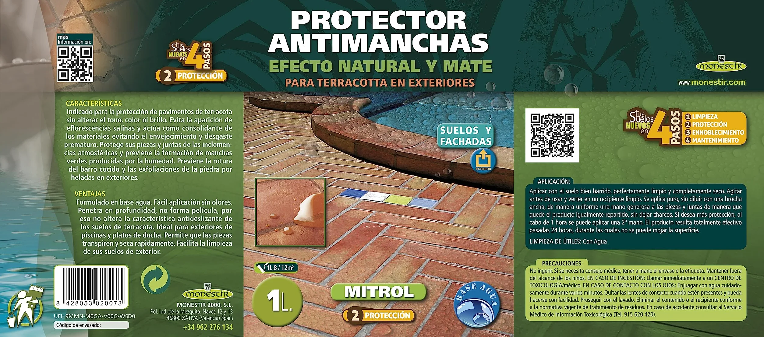 MONESTIR MITROL PROTECTOR ANTIMANCHA EXTERIORES EFECTO MATE 1L MONESTIR