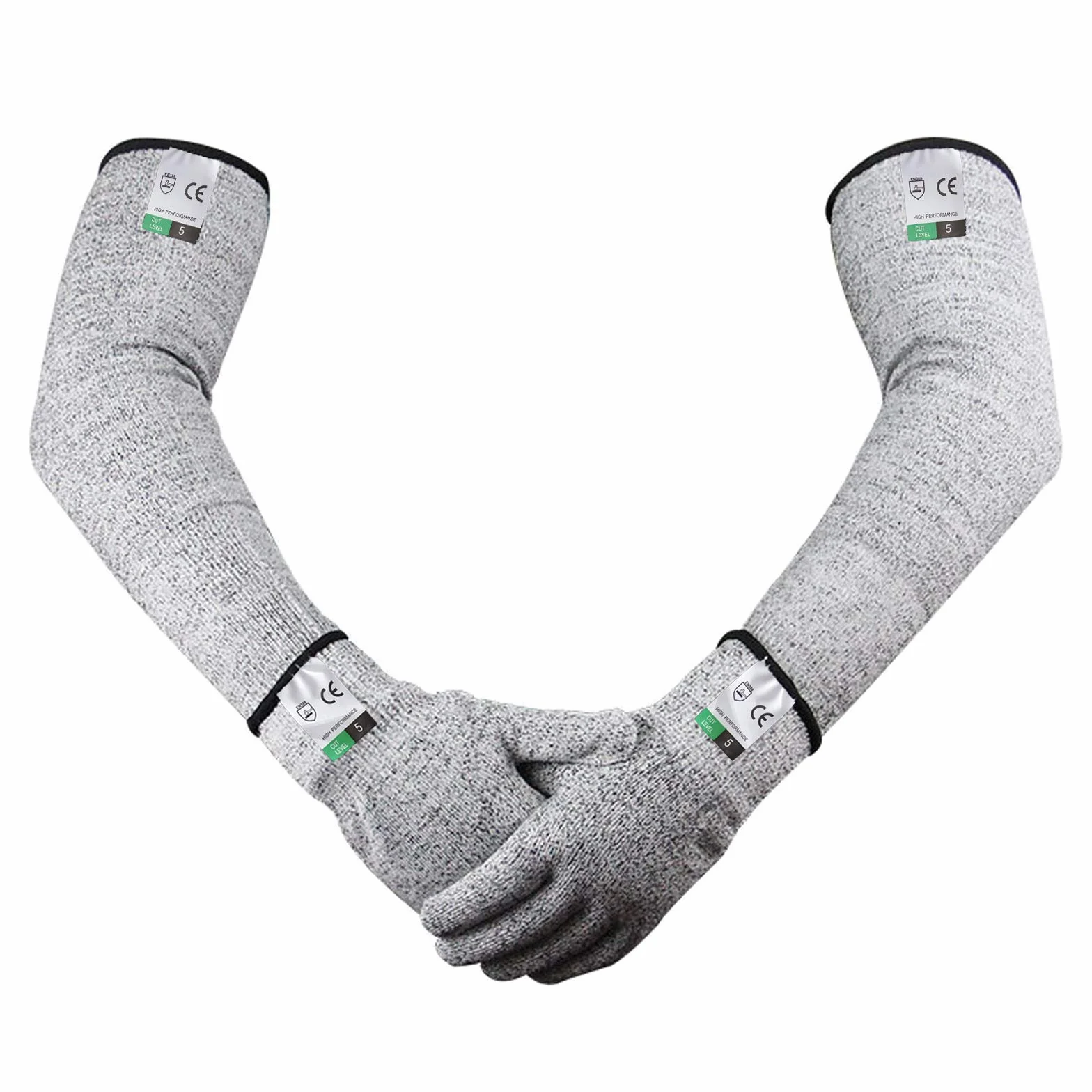 Guyarns - Juego de guantes y mangas resistentes a cortes, certificado EN388 y clasificado nivel 5 (más alto), resistencia a los cortes, guantes y mangas protectoras (L)