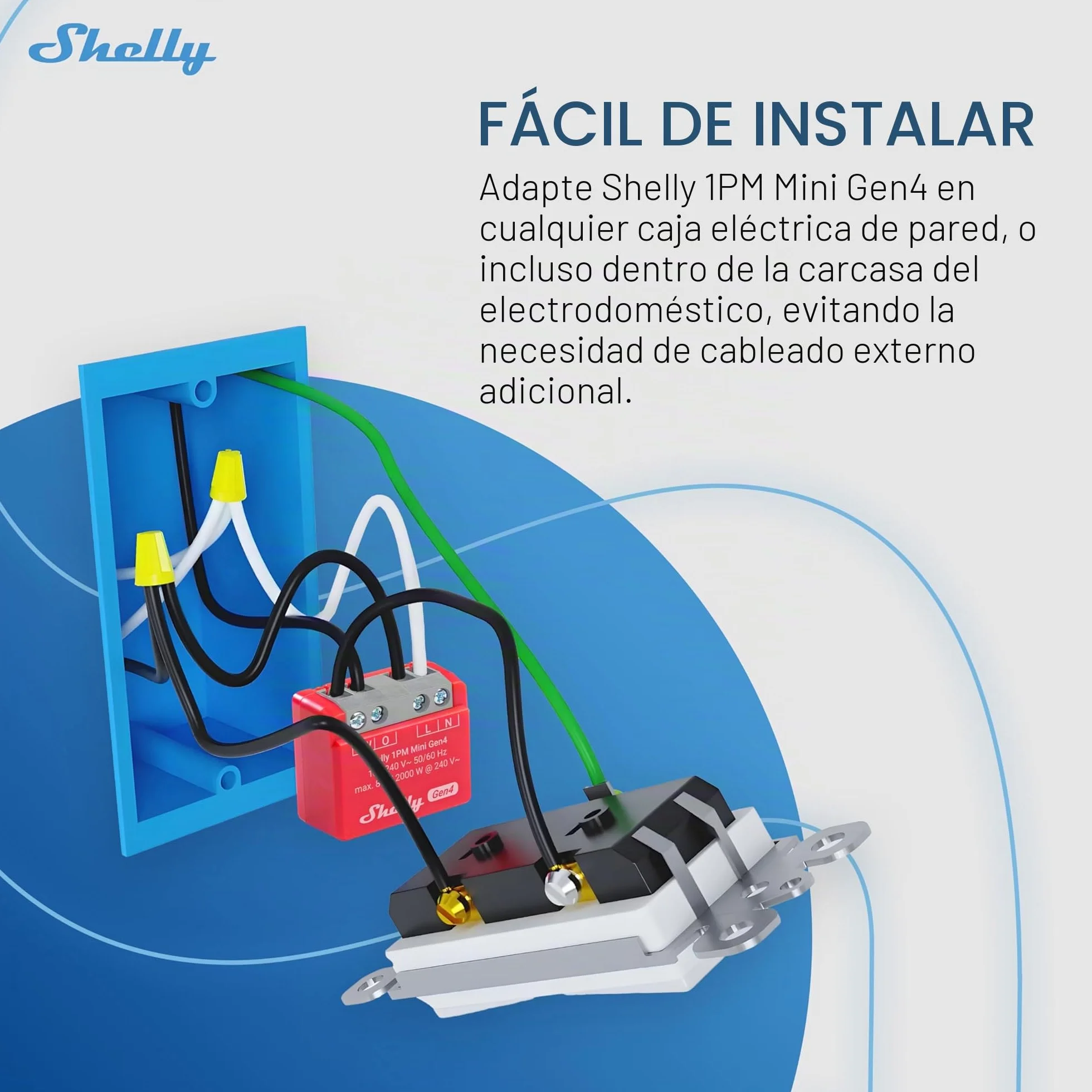 Shelly 1PM Mini Gen4 – Módulo interruptor inalámbrico Matter, Zigbee y Wi-Fi, 1 canal 8A, Medición de consumo de energía, Relé de luz, Control por app y por voz Alexa, Google, Apple HomeKit - 2 Piezas