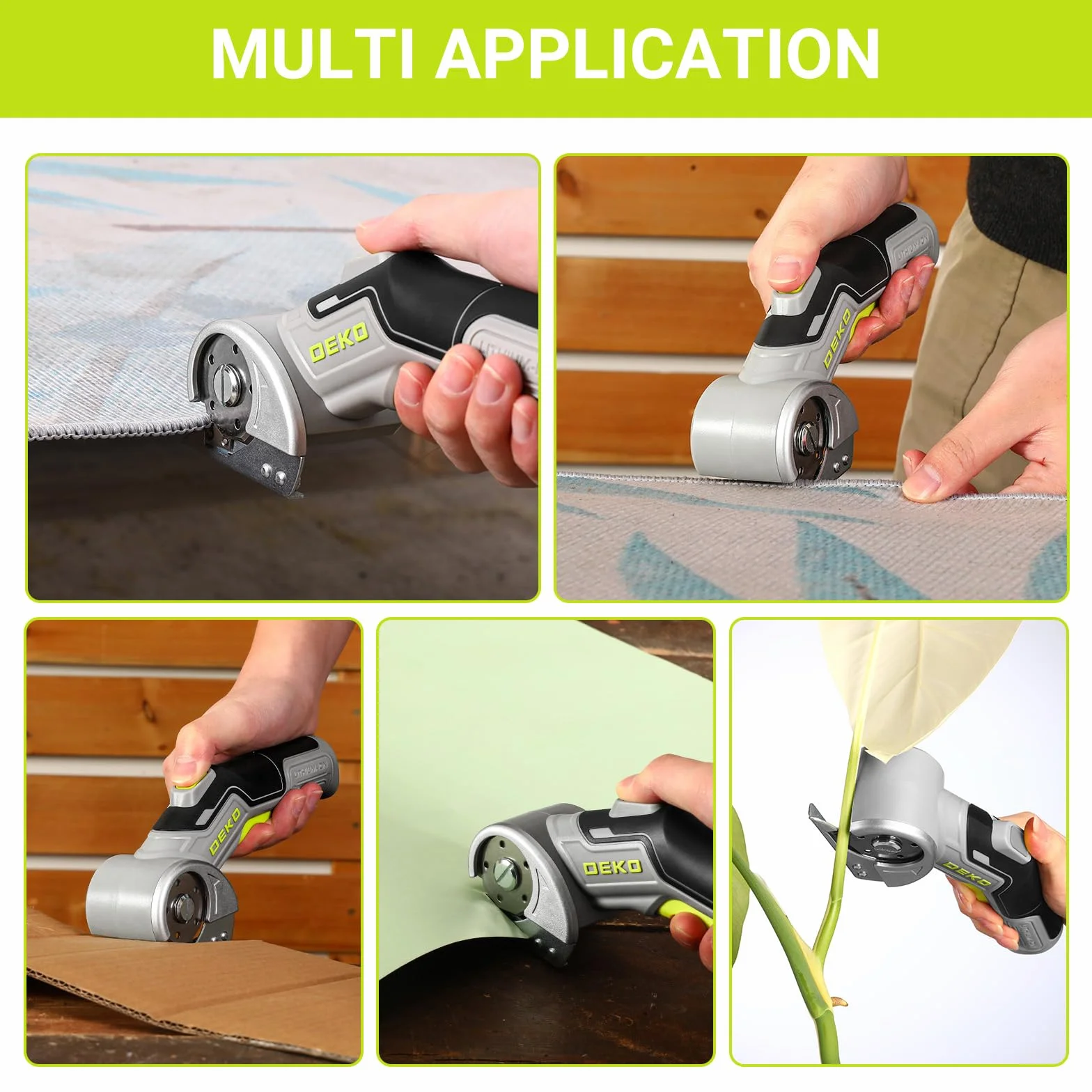 DEKOPRO Tijeras Eléctricas Inalámbricas de 3.7 V - Tijeras Eléctricas Multifuncionales - Cortan con Fuerza Cartón y son Adecuadas para Materiales Como Tela, Cuero, Alfombras y Plástico,Gris