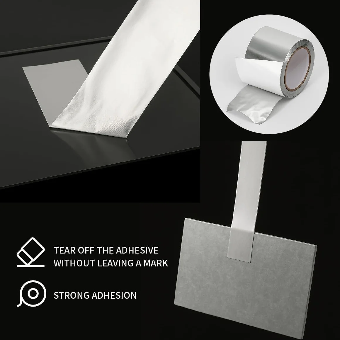 Cinta Adhesiva de Aluminio Resistente al Calor y al Frío, Impermeable y Duradera, Ideal para Reparaciones y Aislamiento Térmico en HVAC, Automóviles y Hogar, 50 mm x 10 m